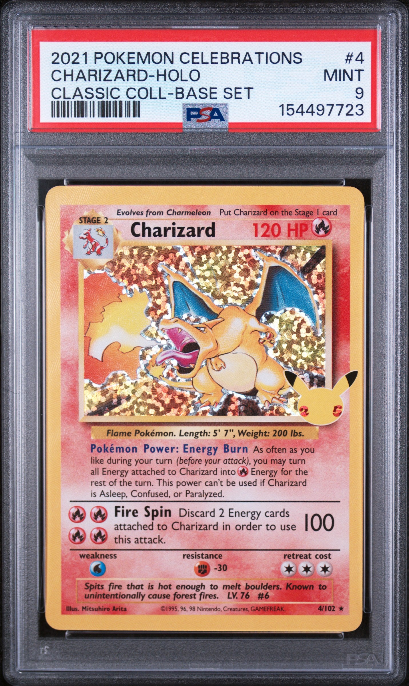 2021 Pokemon Sword and Shield Celebrations Classic Collection Base Set Holo Charizard #4 PSA 9