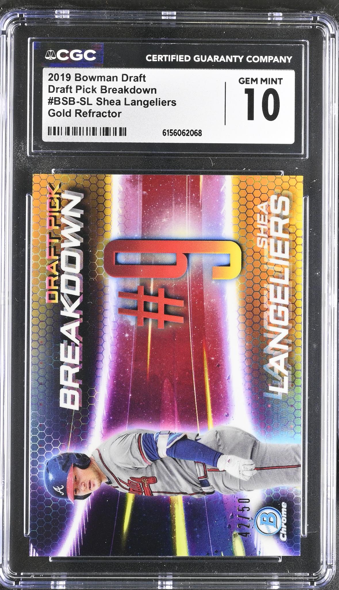 2019 Bowman #BSB-SL Shea Langeliers Draft Pick Breakdown /50 CGC 10