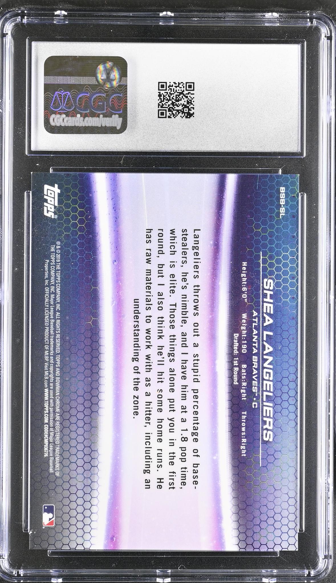 2019 Bowman #BSB-SL Shea Langeliers Draft Pick Breakdown /50 CGC 10