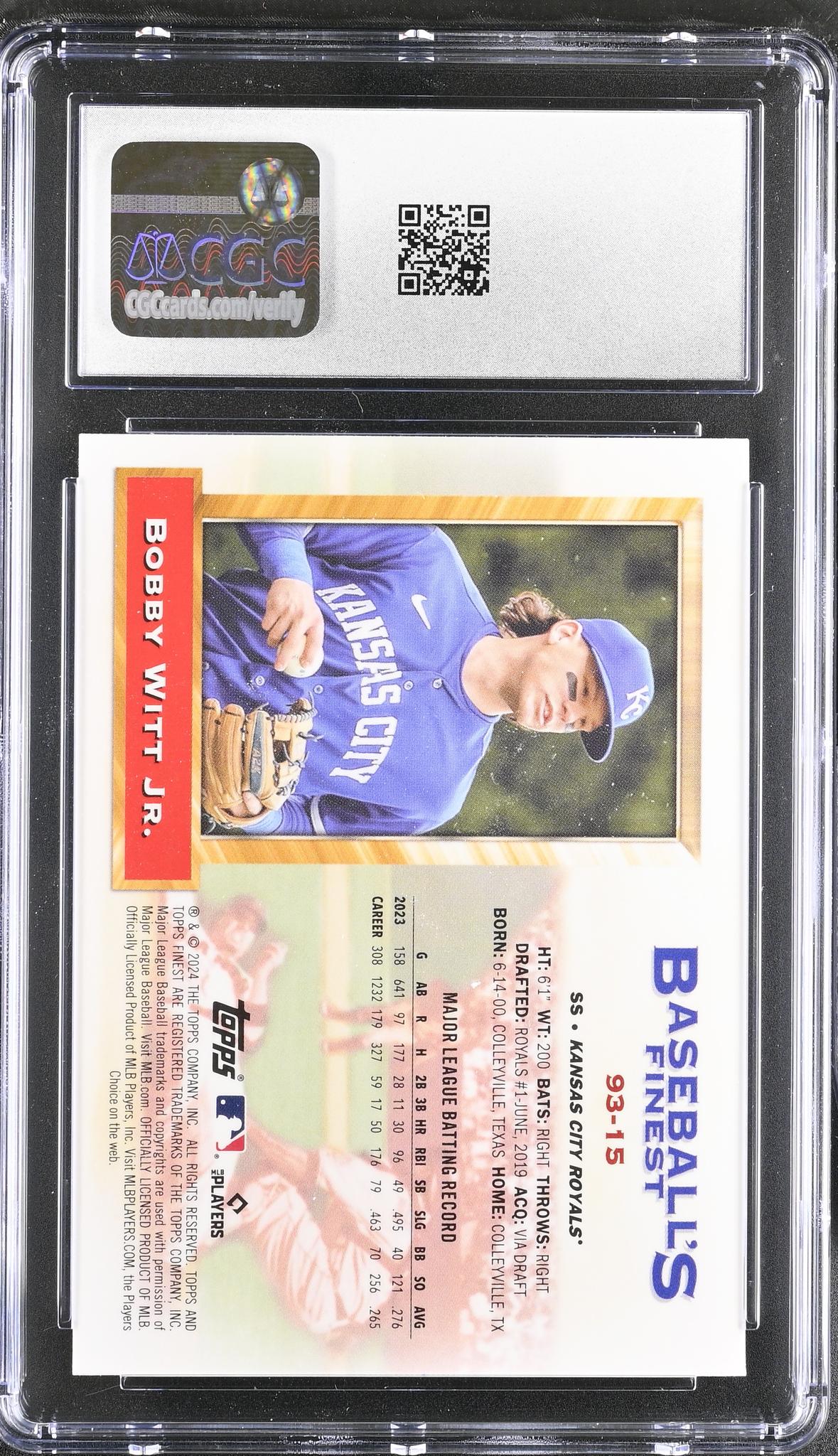 2024 Topps Finest #93-15 Bobby Witt Jr. '93 Finest Prototypes CGC 9
