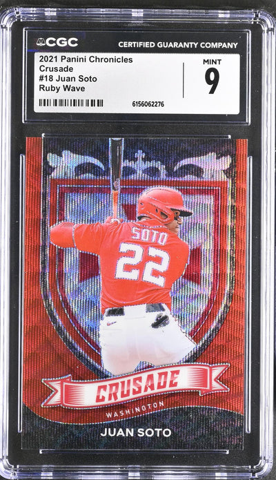 2021 Panini Chronicles Crusade Juan Soto #18 Ruby Wave /199 CGC 9
