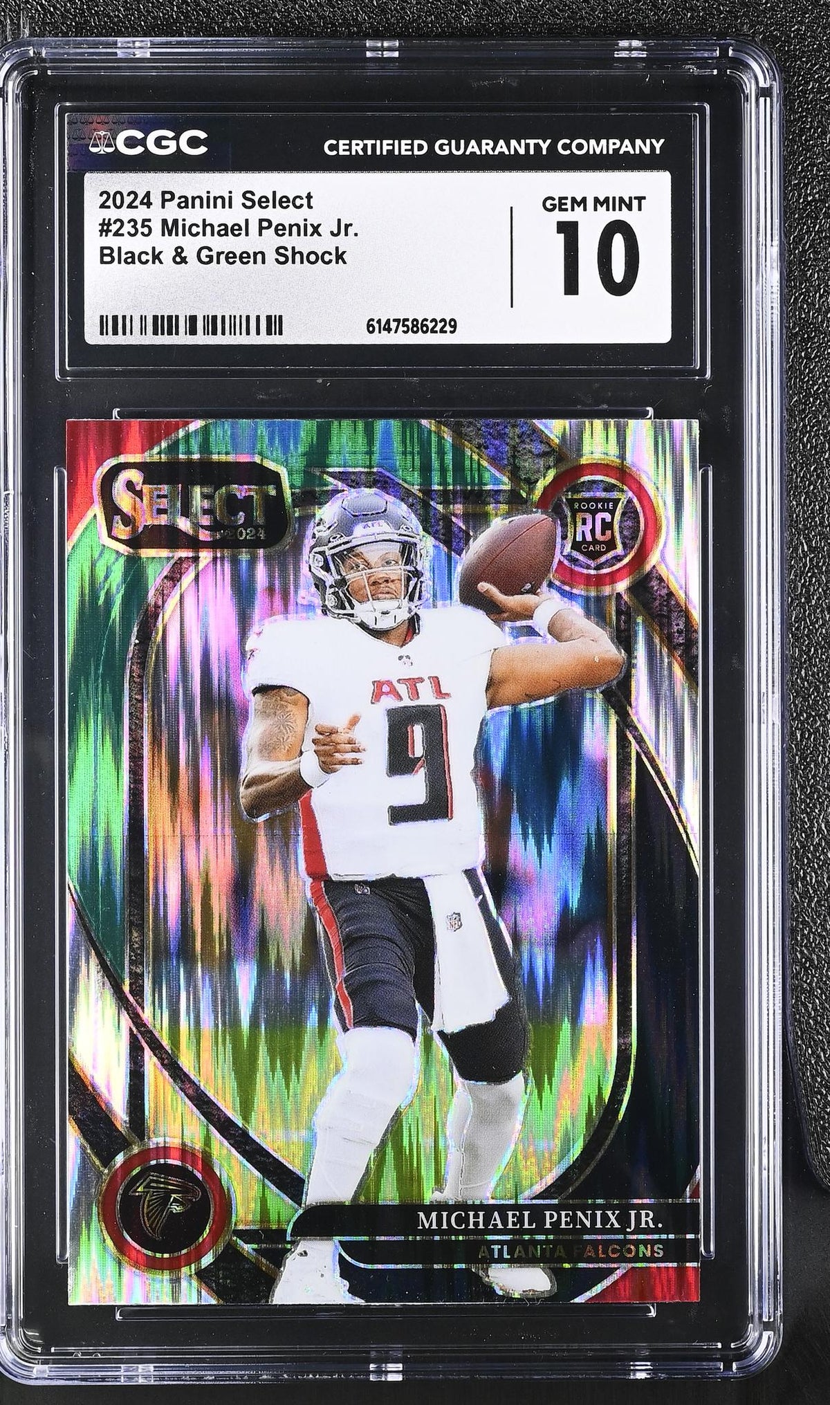 2024 Select #235 Michael Penix Jr. Black & Green Shock CGC 10