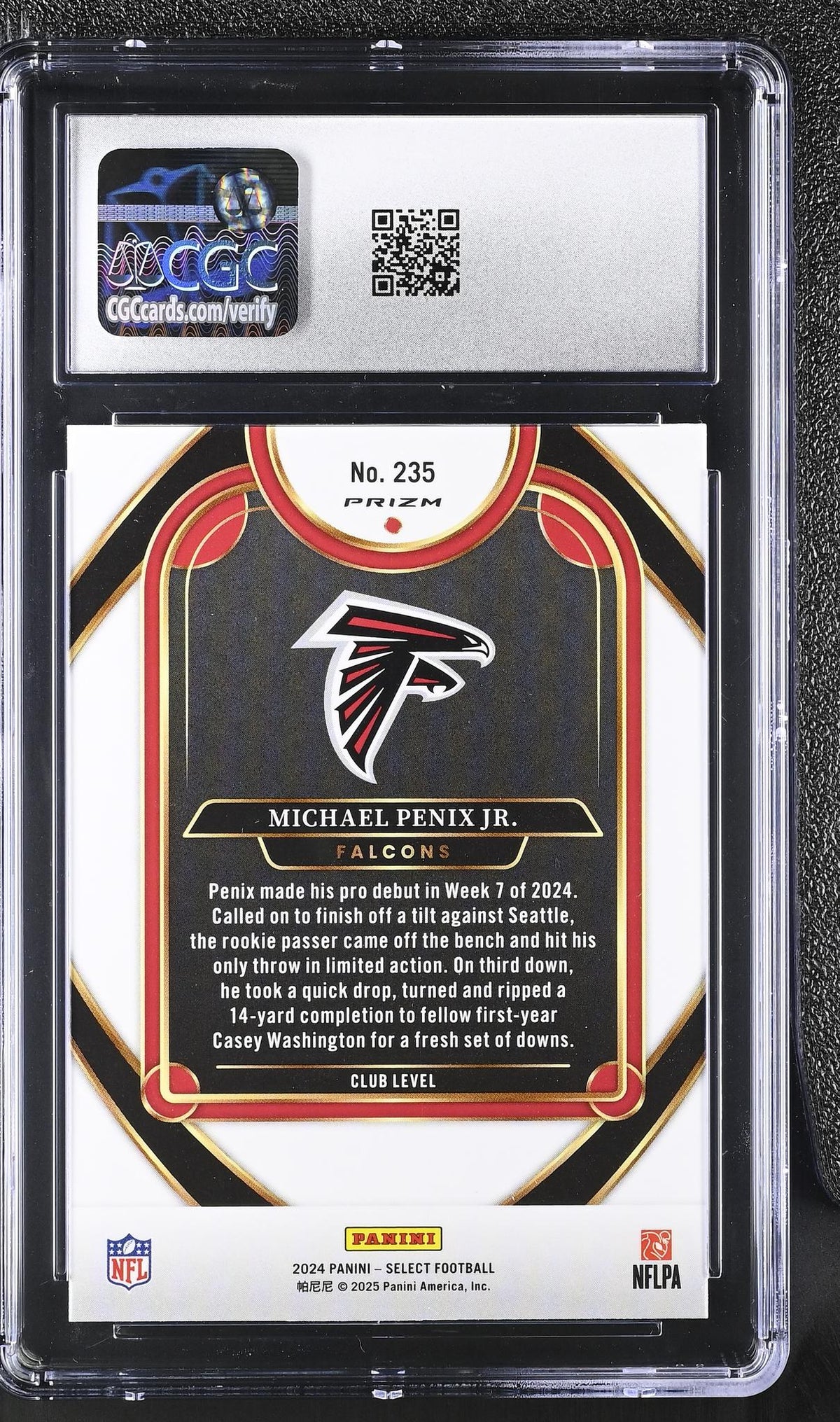 2024 Select #235 Michael Penix Jr. Black & Green Shock CGC 10