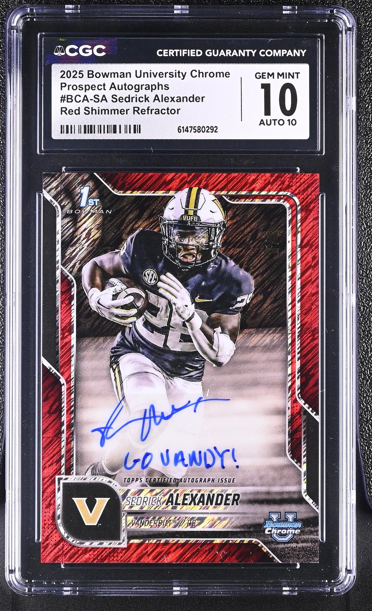 2025 Bowman Chrome #BCA-SA Sedrick Alexander Prospect Autographs Auto CGC 10