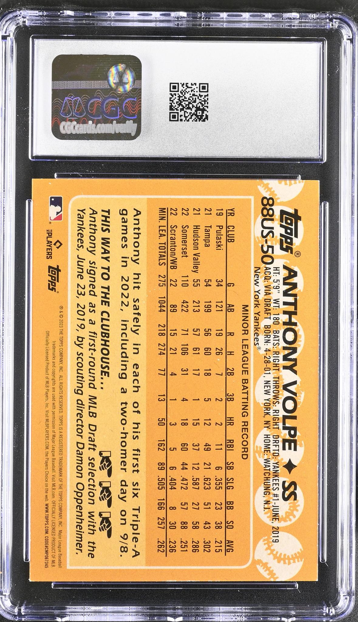 2023 Topps #88US-50 Anthony Volpe 35th Anniversary CGC 9