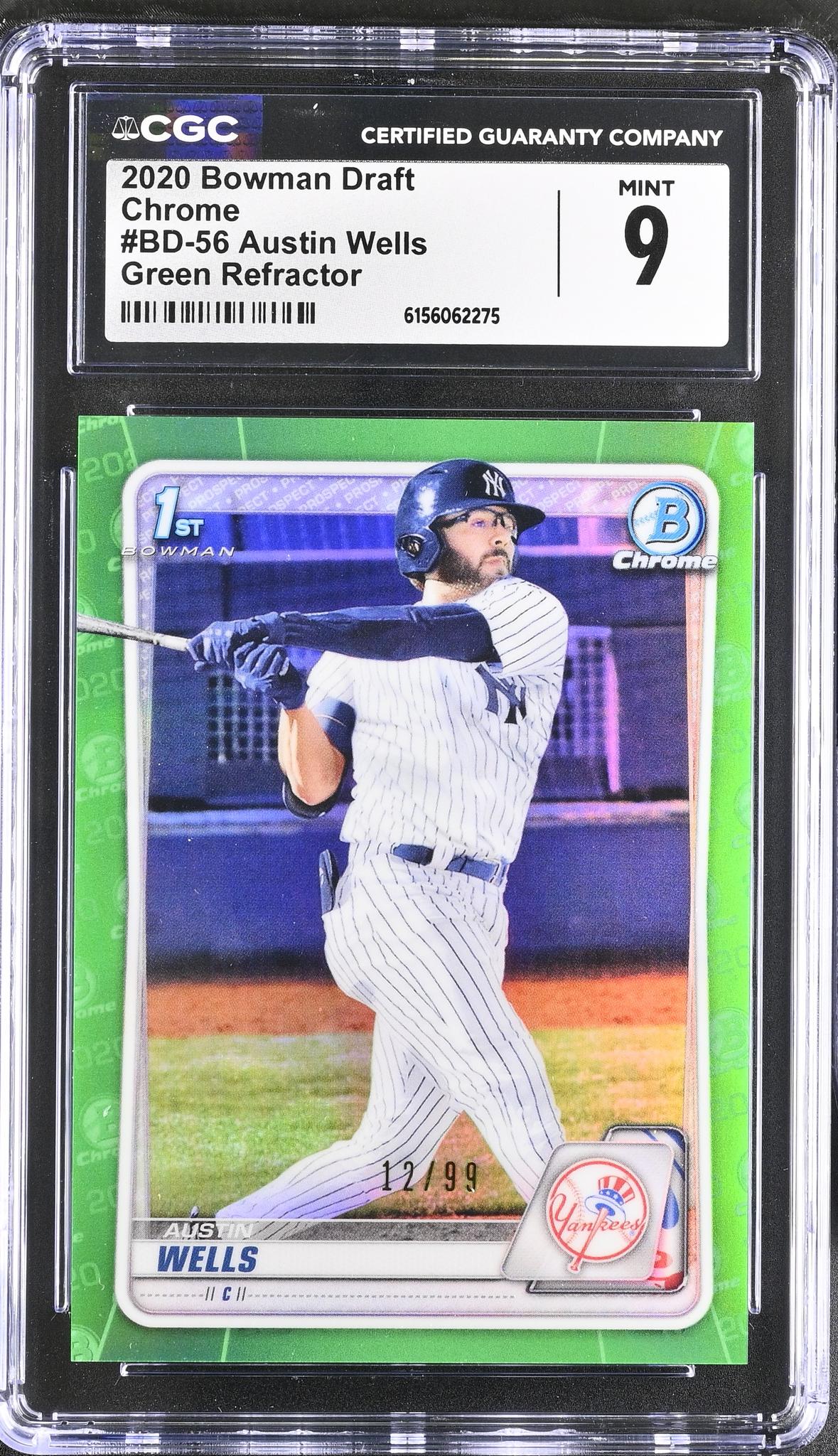 2020 Bowman Chrome #BD-56 Austin Wells /99 CGC 9