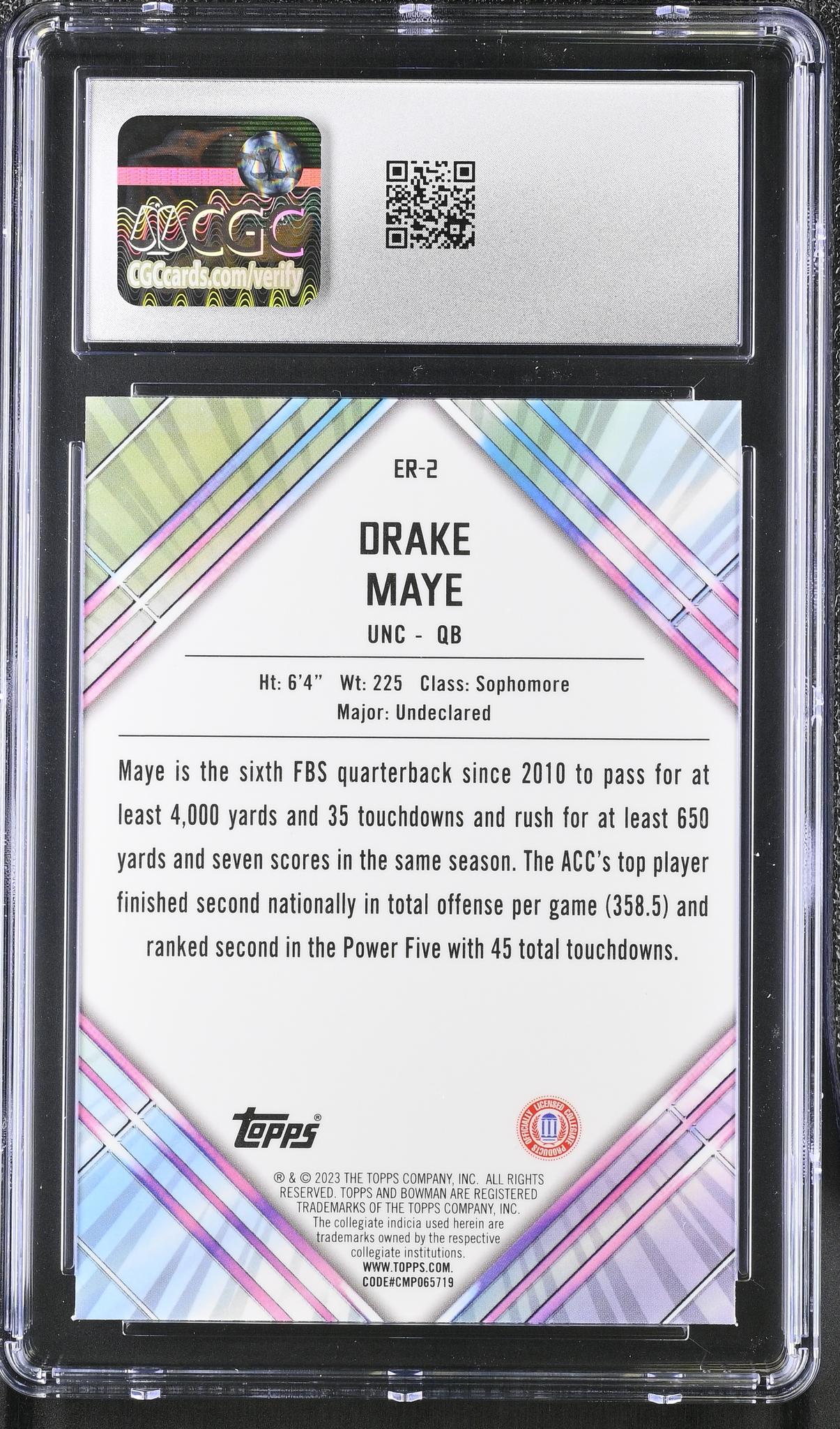 2023 Bowman Chrome #ER-2 Drake Maye Unexpected Delights Early Risers CGC 10
