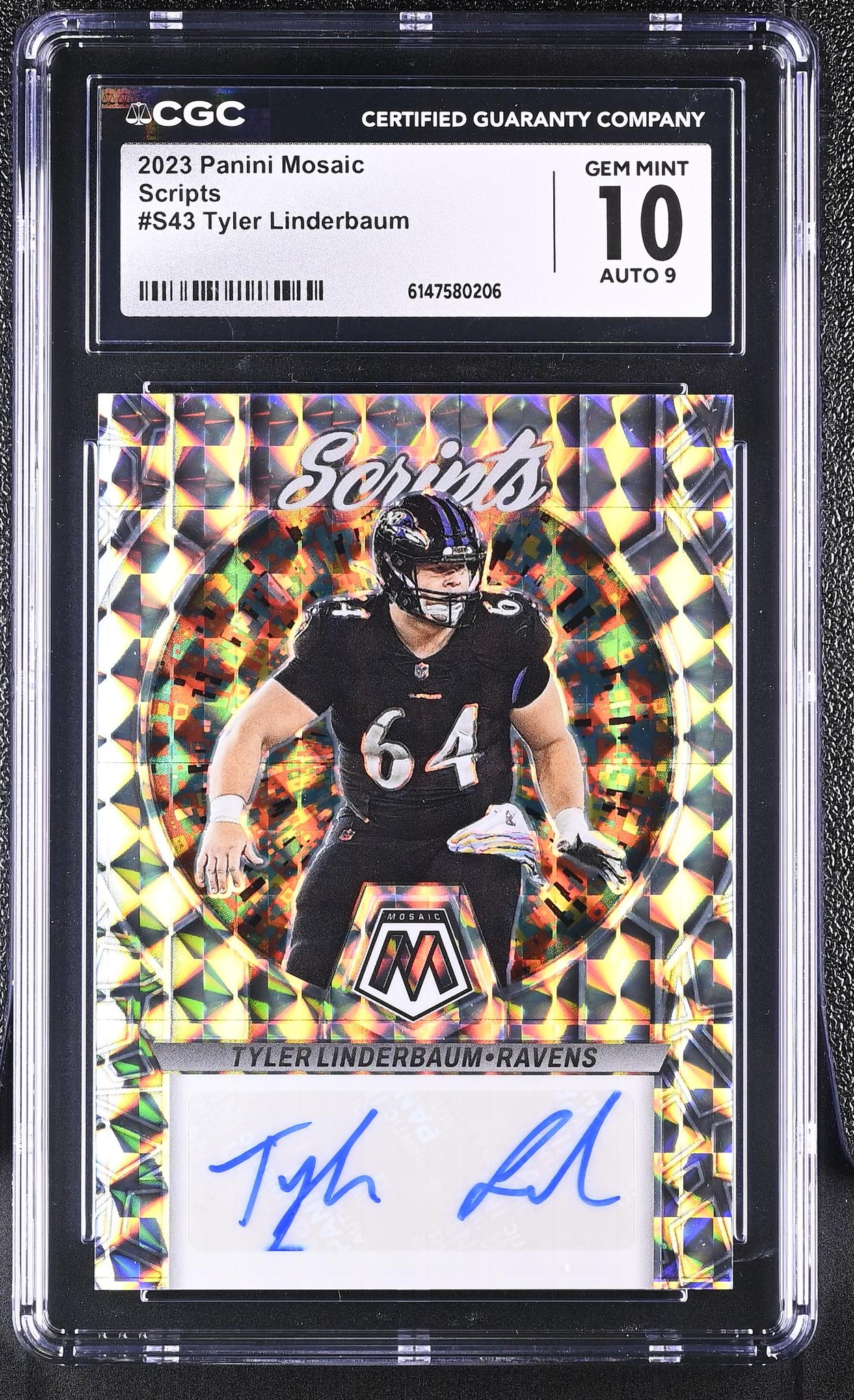 2023 Mosaic #S43 Tyler Linderbaum Scripts CGC 10