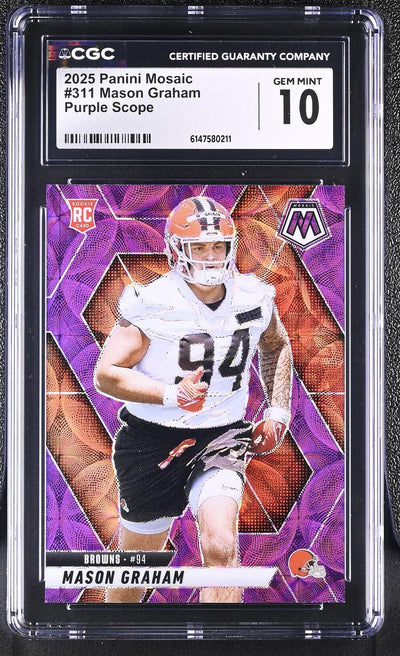 2025 Panini Mosaic Mason Graham #311 Purple Scope RC CGC 10