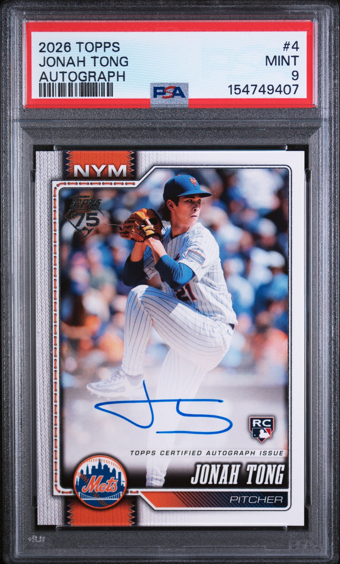 2026 Topps Autograph Jonah Tong #4 PSA 9
