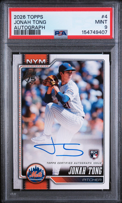 2026 Topps Jonah Tong #4 Auto PSA 9
