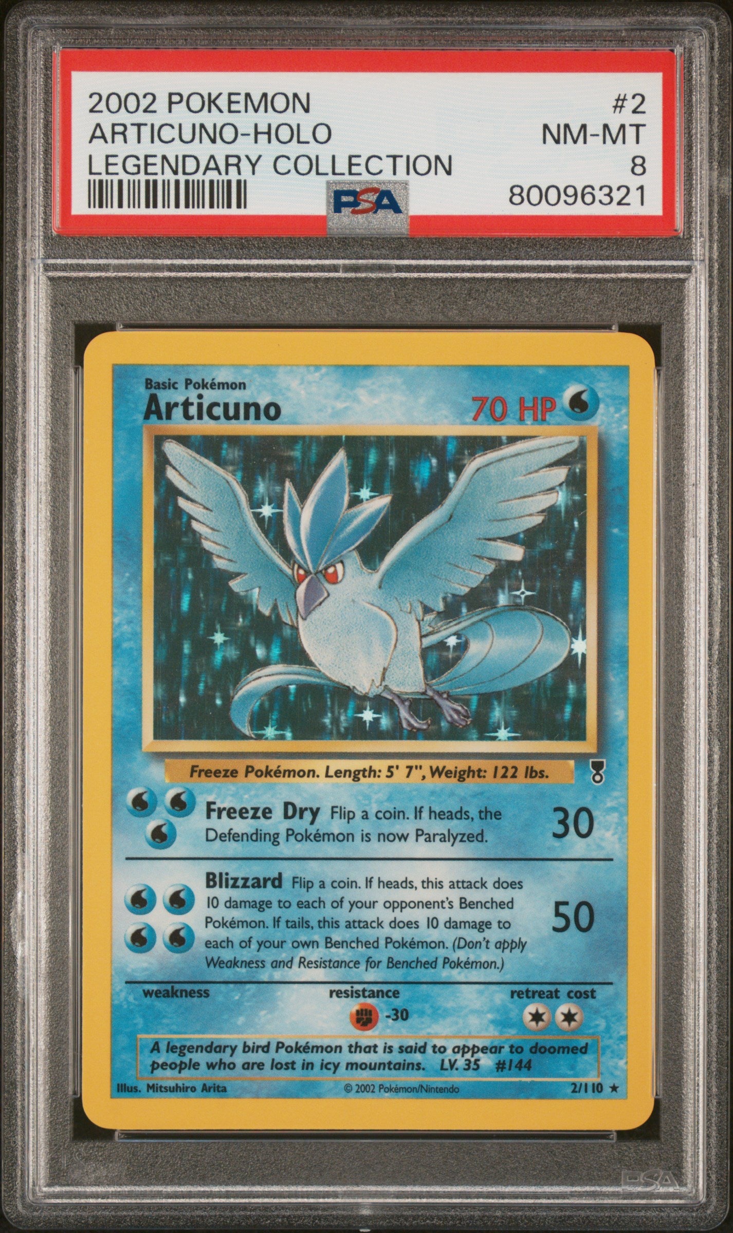 2002 Pokemon Legendary Collection Holo Articuno #2 PSA 8