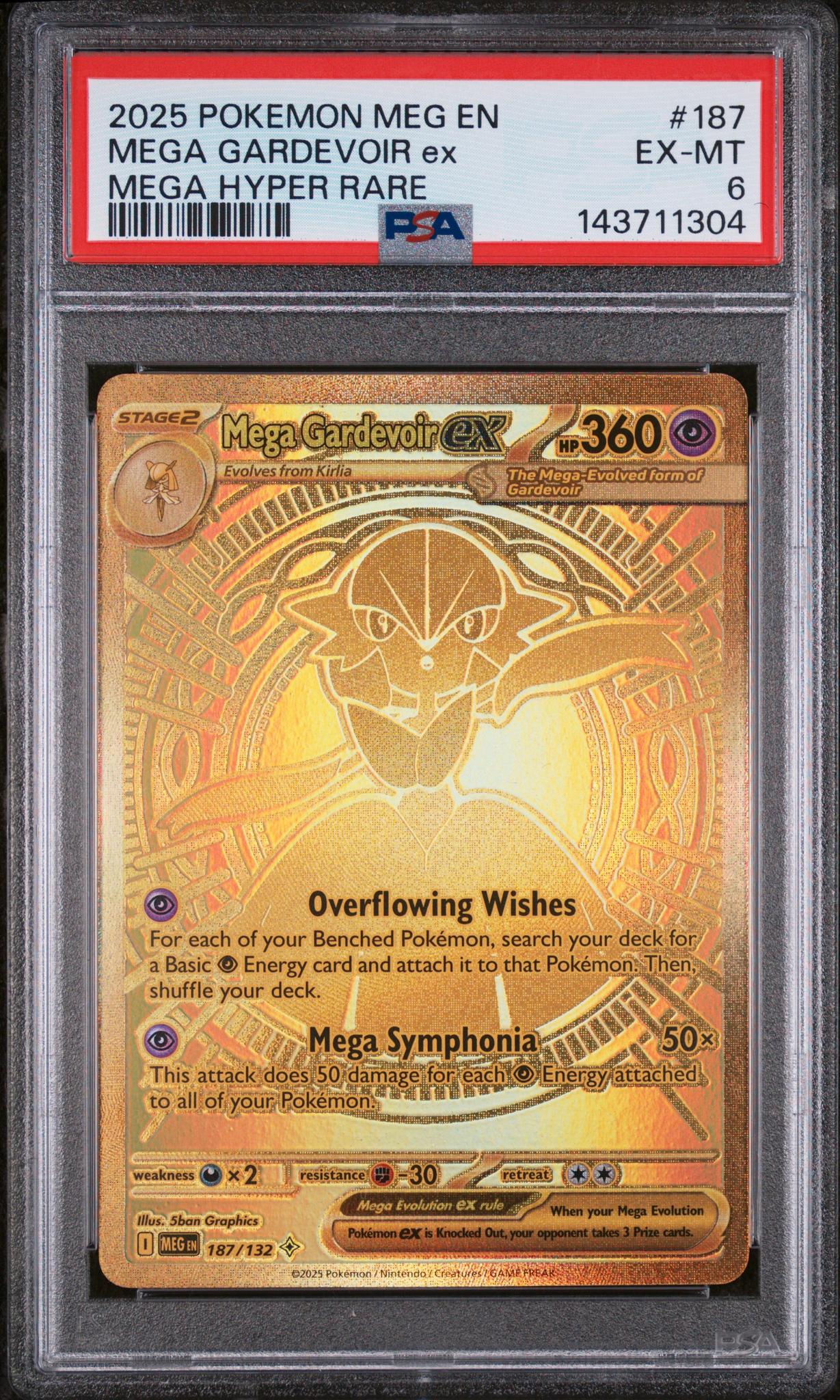 2025 Pokemon Mega Evolution Mega Hyper Rare Mega Gardevoir Ex #187 PSA 6