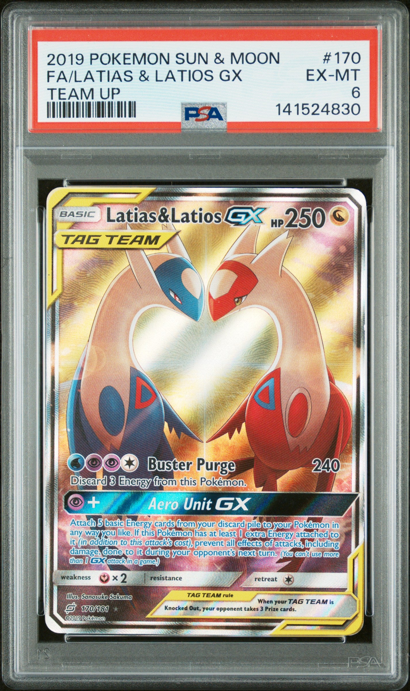 2019 Pokemon Sun and Moon Team Up Latias/Latios Gx #170 PSA 6