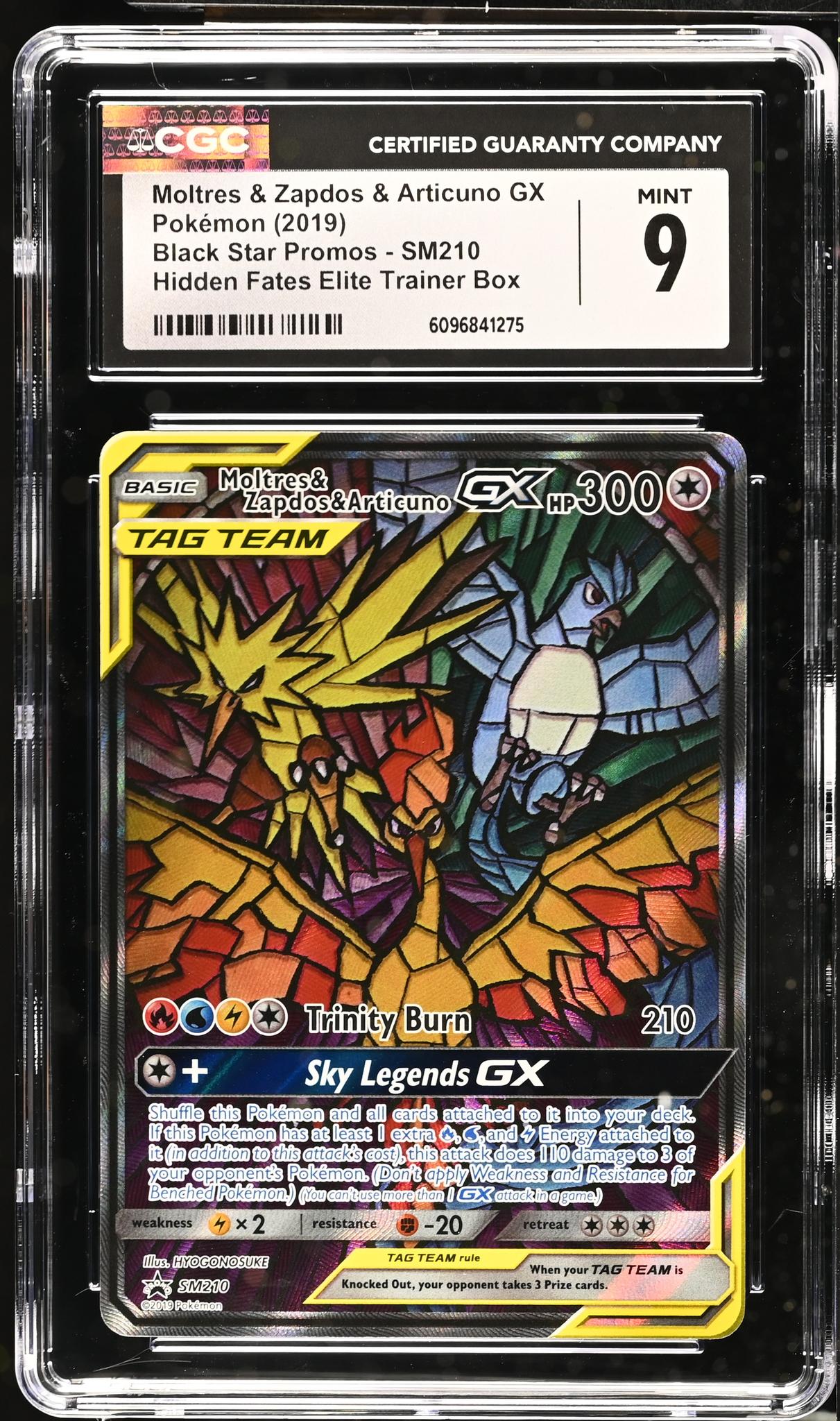 2019 Black Star Promos # Moltres & Zapdos & Articuno GX Hidden Fates Elite Trainer Box CGC 9