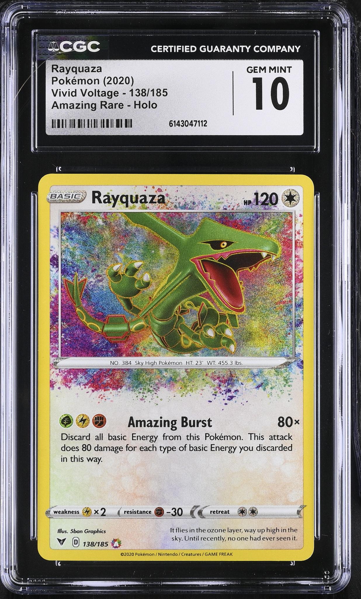 2020 Pokemon #138/185 Rayquaza Vivid Voltage CGC 10