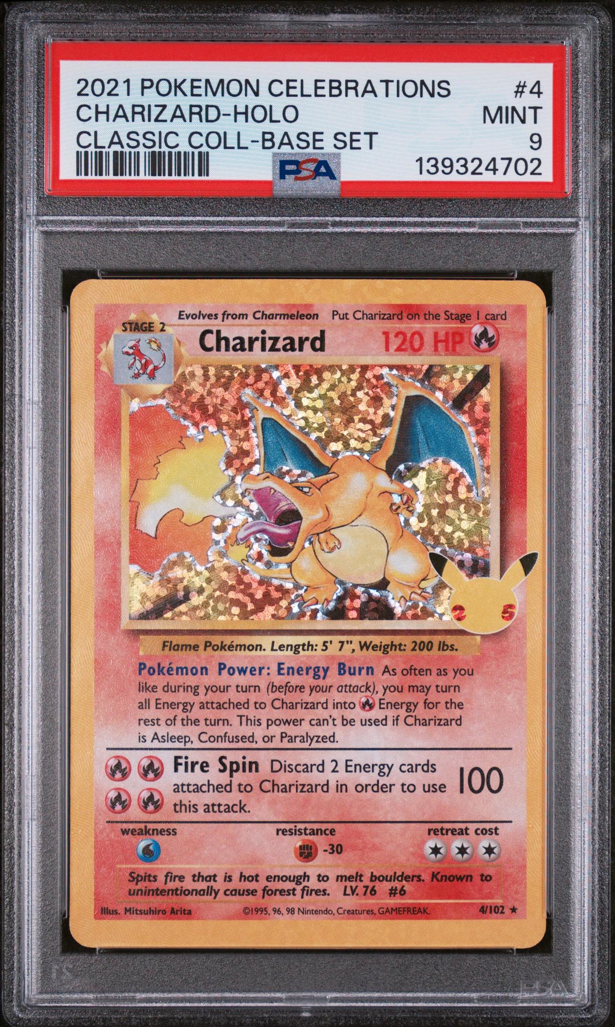 2021 Pokemon Sword and Shield Celebrations Classic Collection Base Set Holo Charizard #4 PSA 9