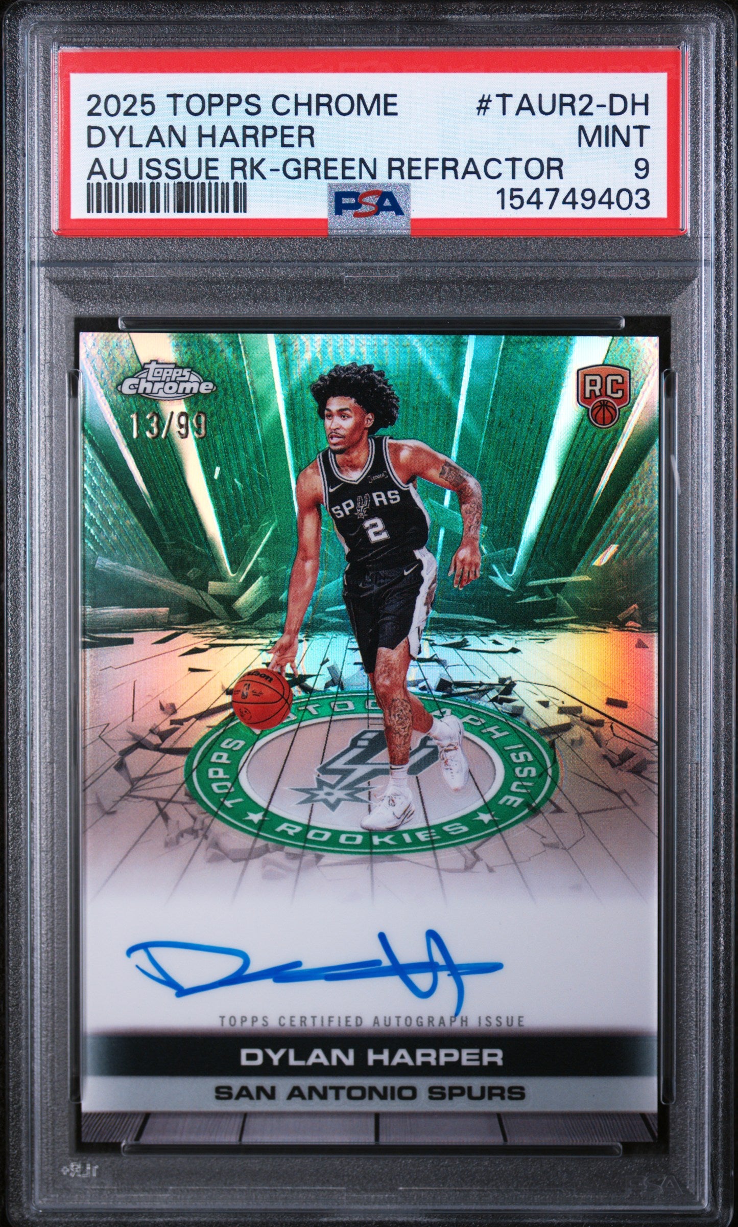 2025 Chrome Autograph Issue Rookies Green Refractors Dylan Harper #TAUR2DH /99 PSA 9