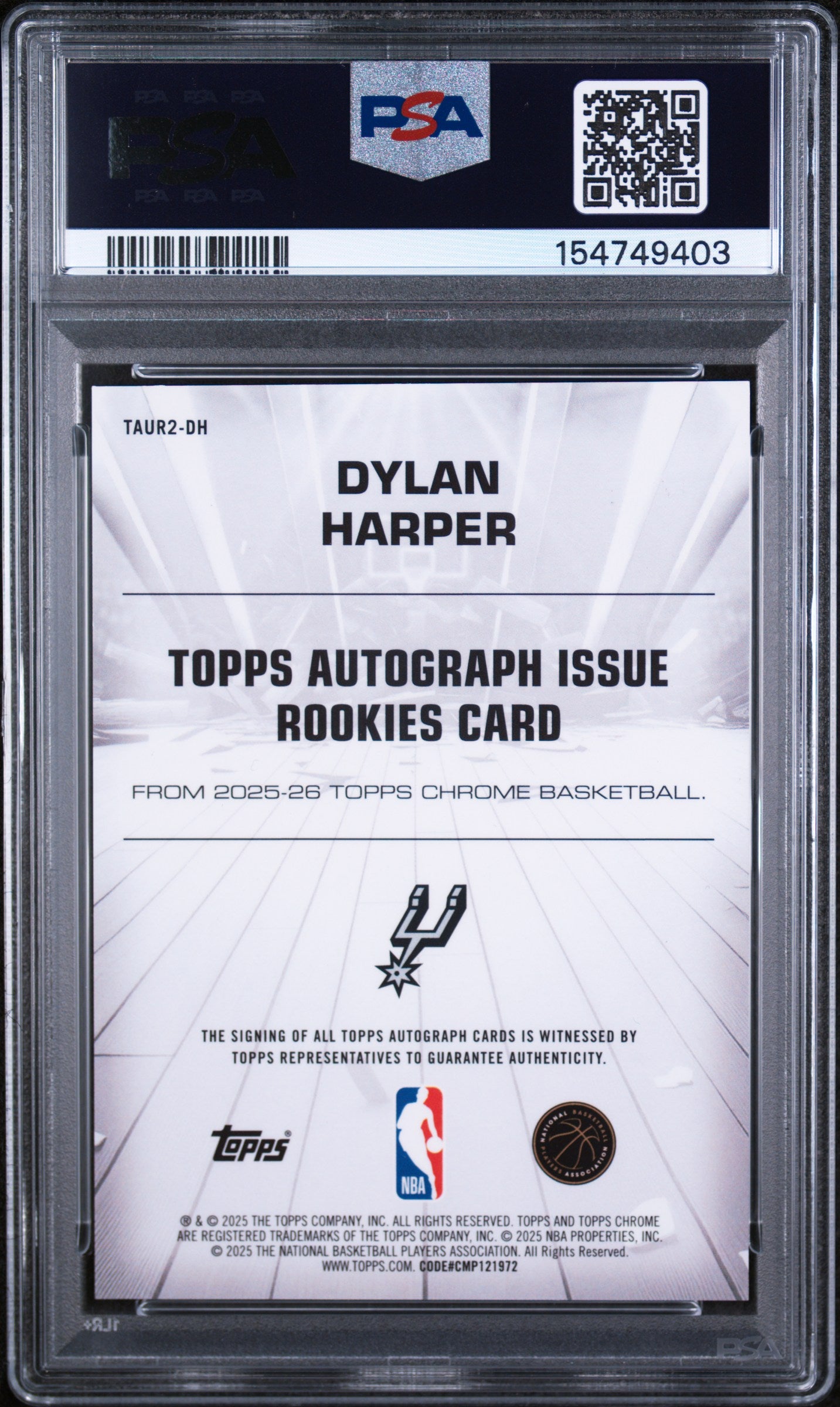 2025 Chrome Autograph Issue Rookies Green Refractors Dylan Harper #TAUR2DH /99 PSA 9