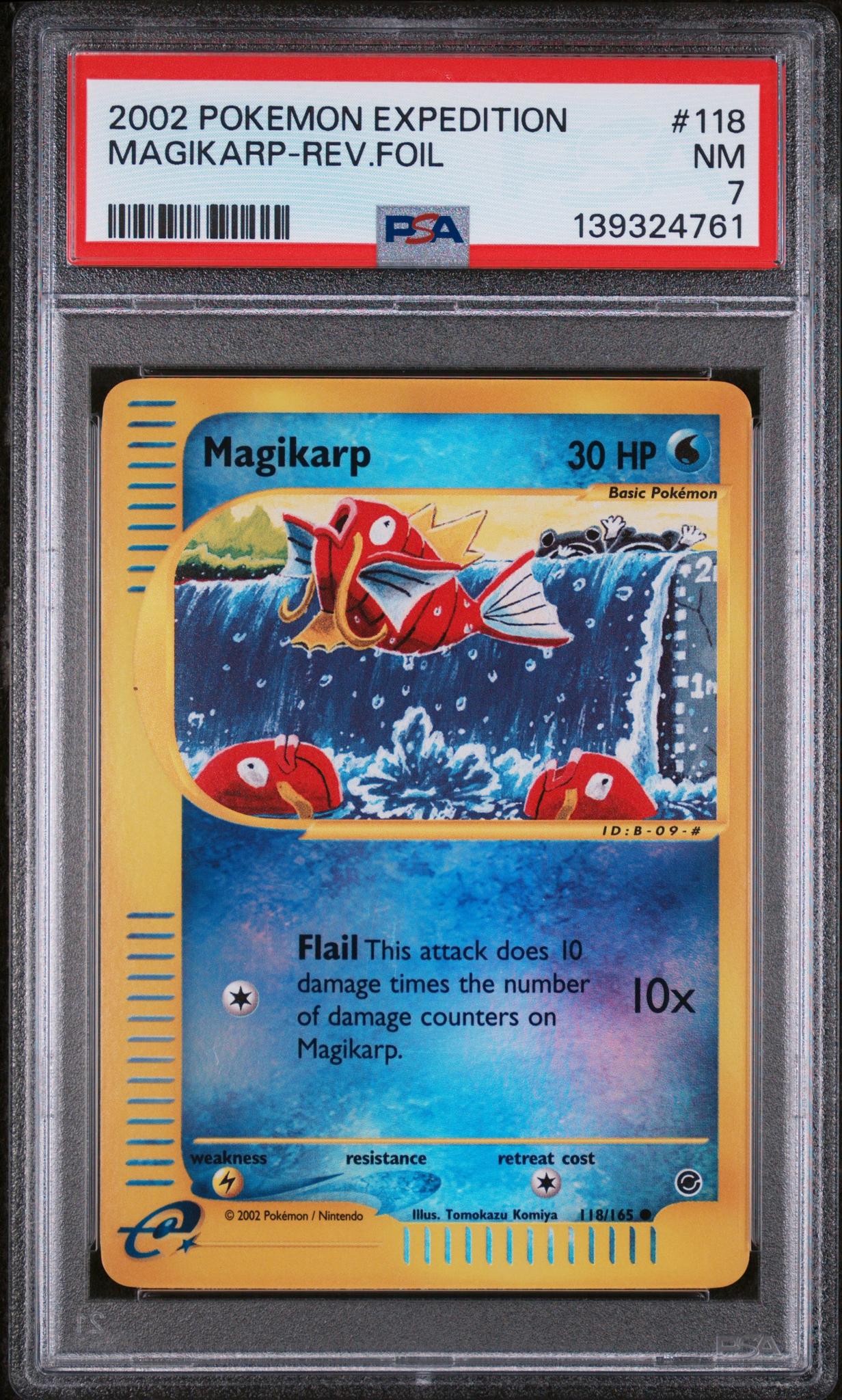 2002 Pokemon Expedition Reverse Holo Magikarp #118 PSA 7