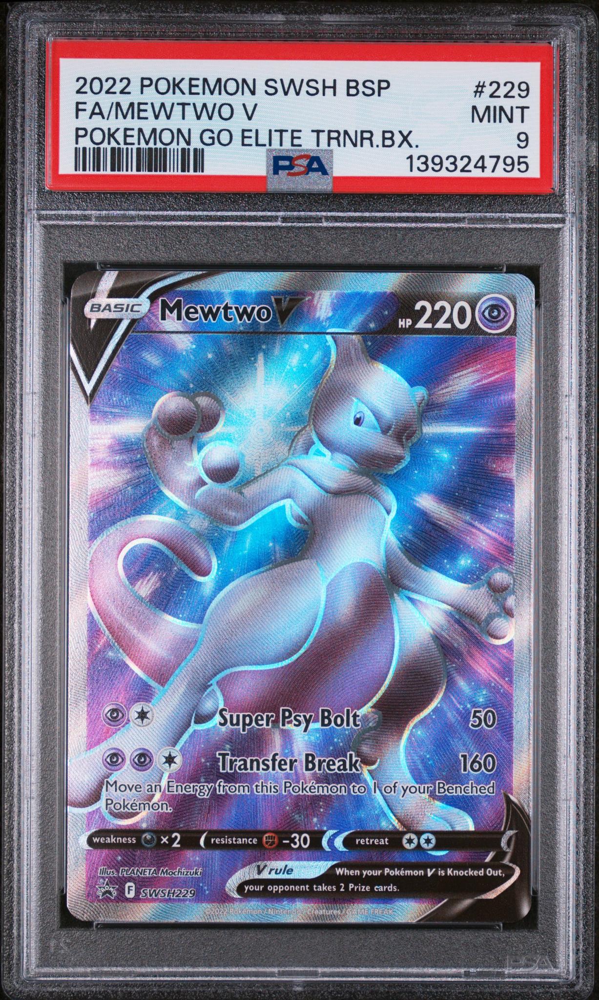 2022 Pokemon Sword and Shield Black Star Promo Pokemon Go Elite Trainer Box Mewtwo V #SWSH229 PSA 9