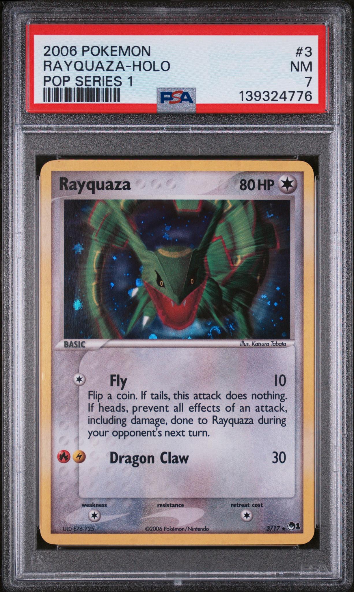2006 Pop Series 1 English Cosmos Holo Ex Holon Phantoms Blister Rayquaza #3 PSA 7