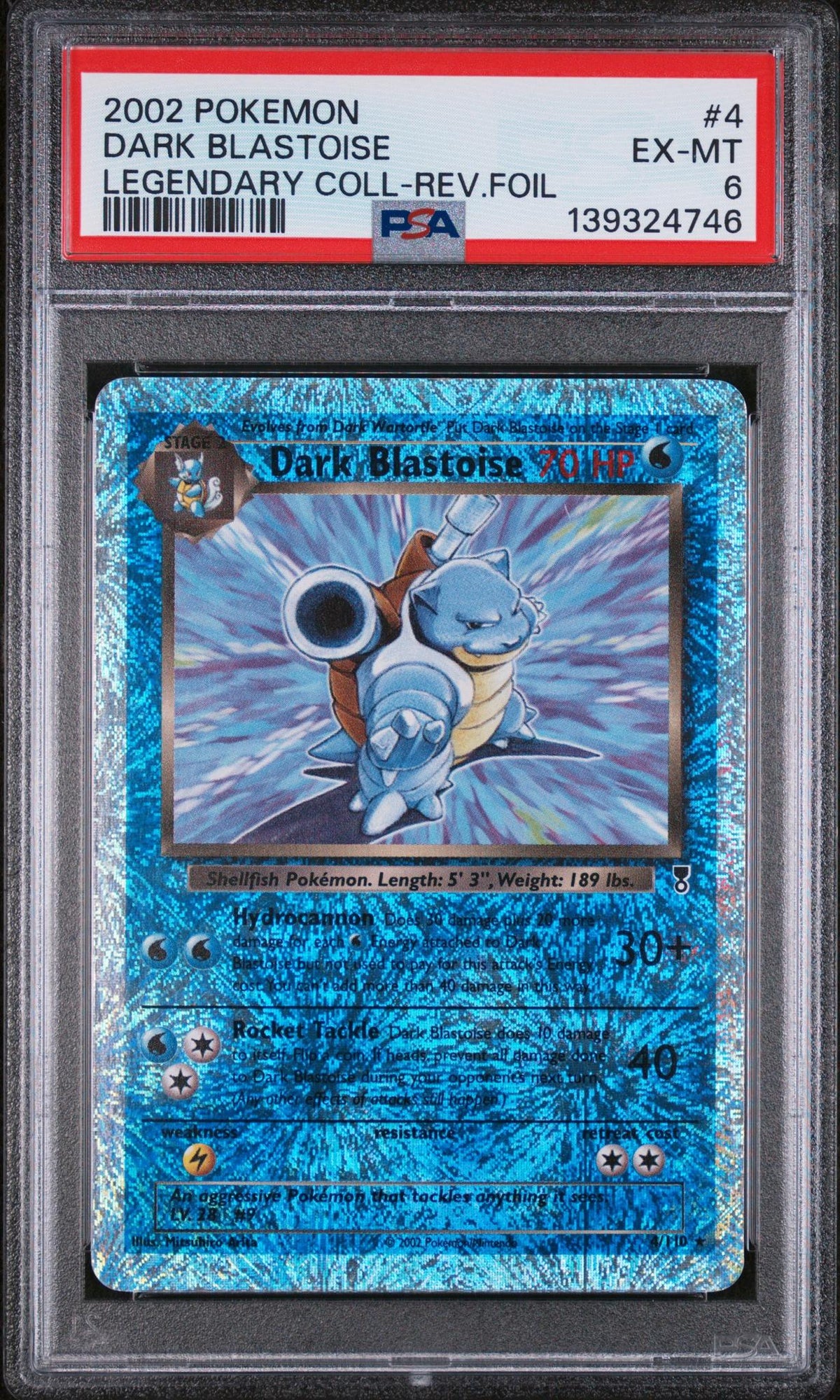 2002 Pokemon Legendary Collection Reverse Holo Dark Blastoise #4 PSA 6