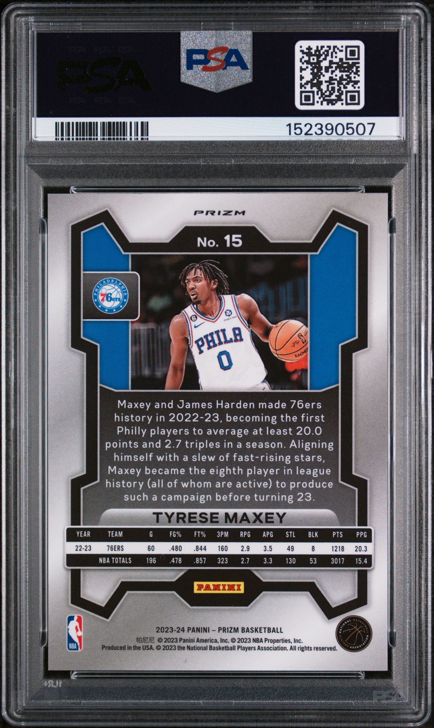 2023 Panini Prizm King Snake Tyrese Maxey #15 PSA 10