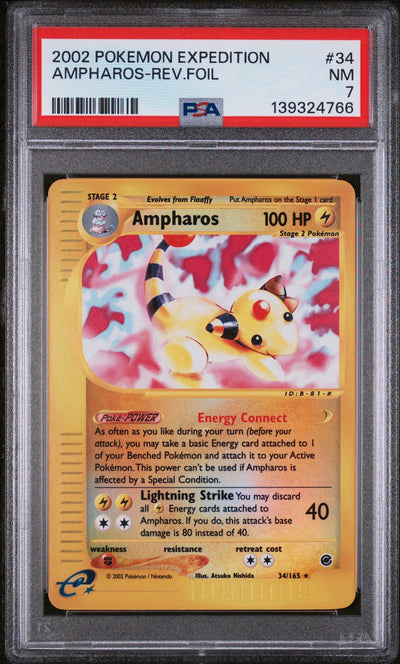 Pokémon Expedition Ampharos #34 Reverse Foil PSA 7