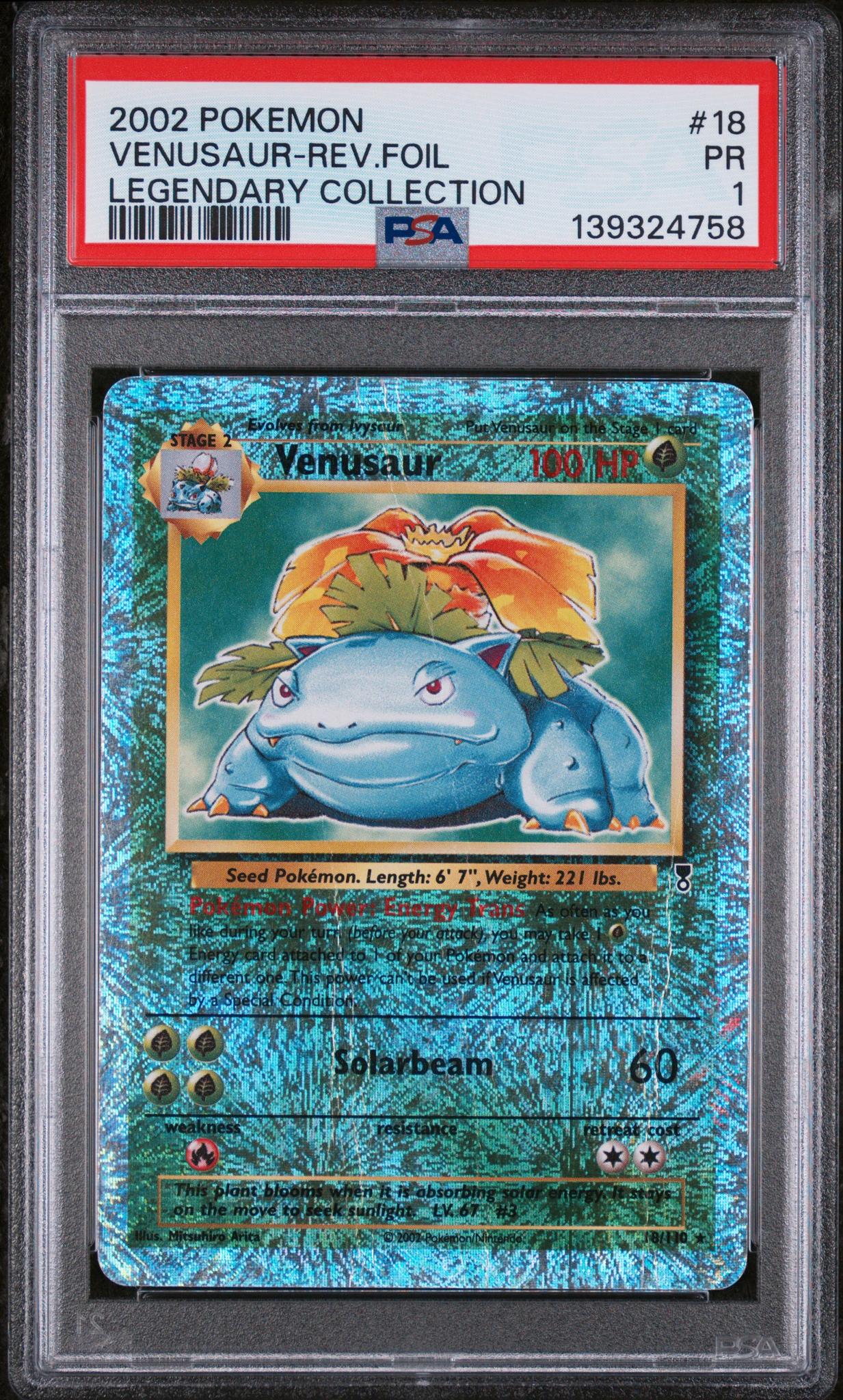 2002 Pokemon Legendary Collection Reverse Foil Venusaur #18 PSA 1