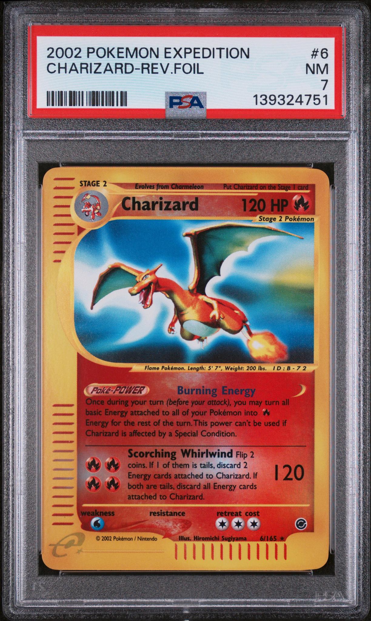 2002 Pokemon Expedition Reverse Holo Charizard #6 PSA 7