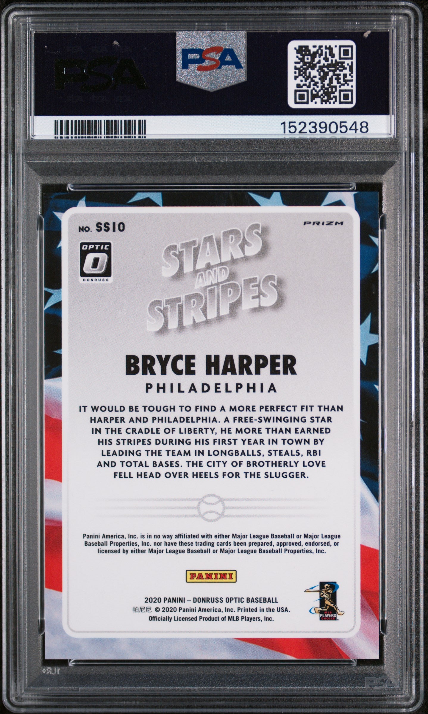 2020 Panini Donruss Optic Stars and Stripes Bryce Harper #SS10 PSA 9