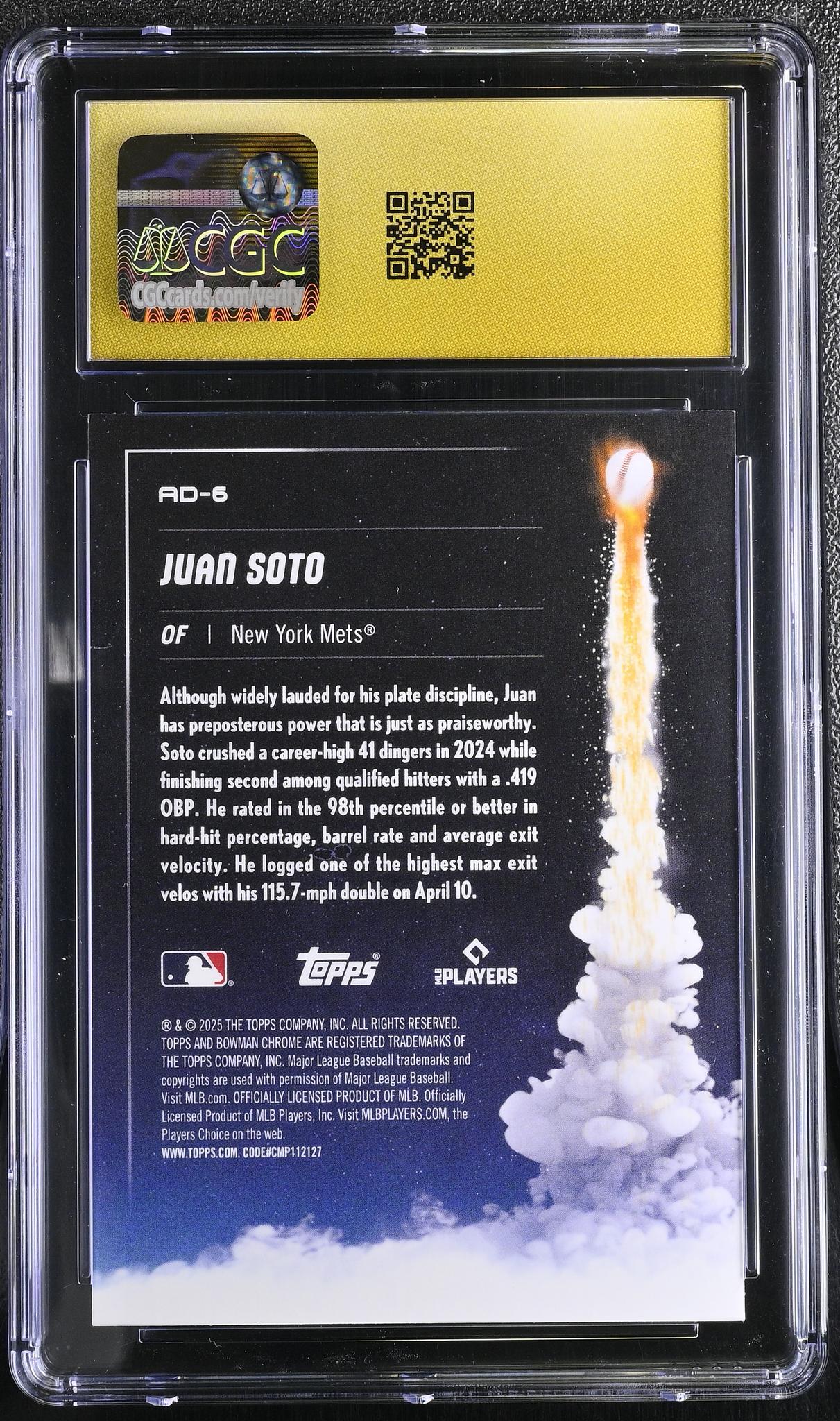 2025 Bowman Chrome #AD-6 Juan Soto Adios CGC 10