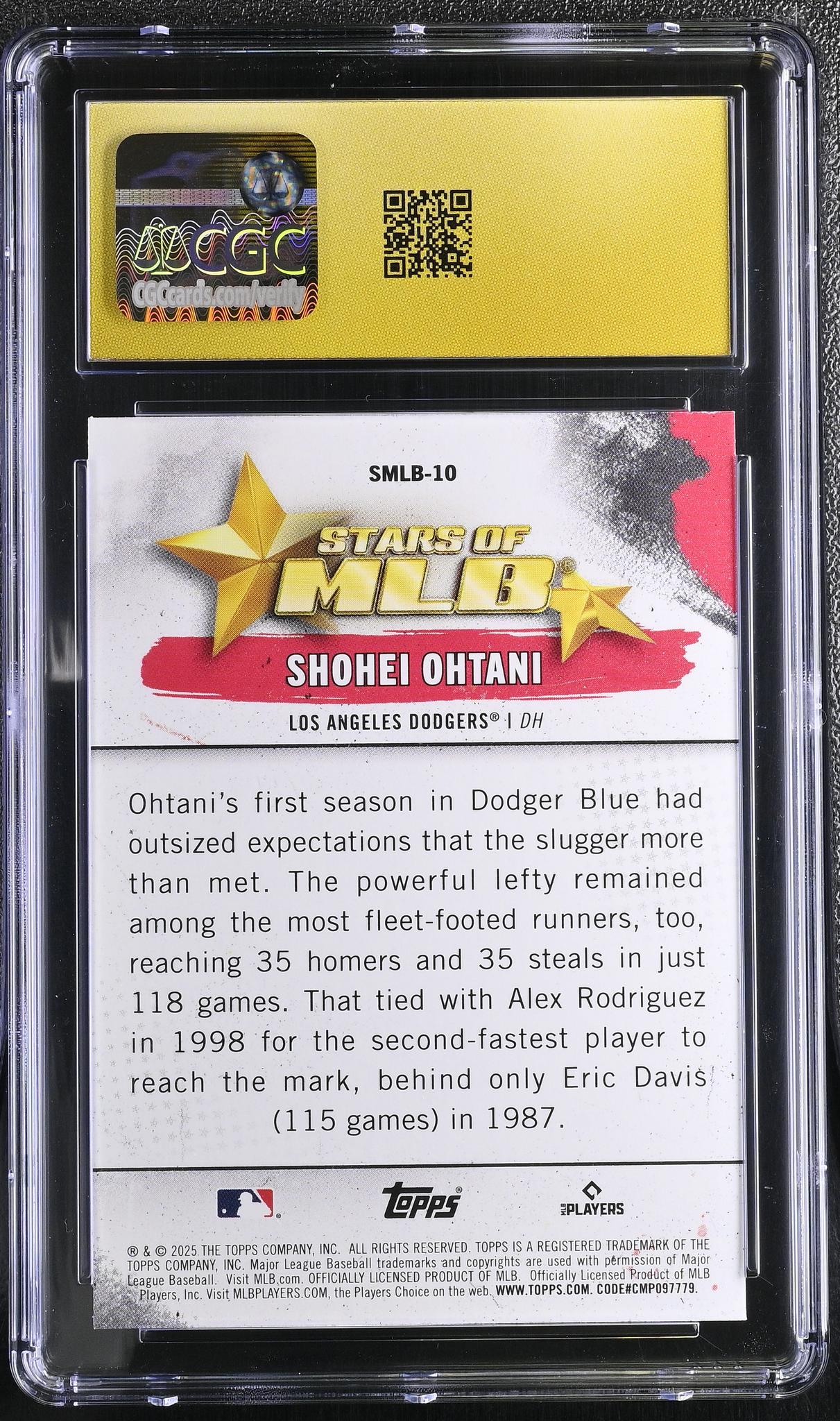 2025 Topps #SMLB-10 Shohei Ohtani Stars of MLB CGC 10