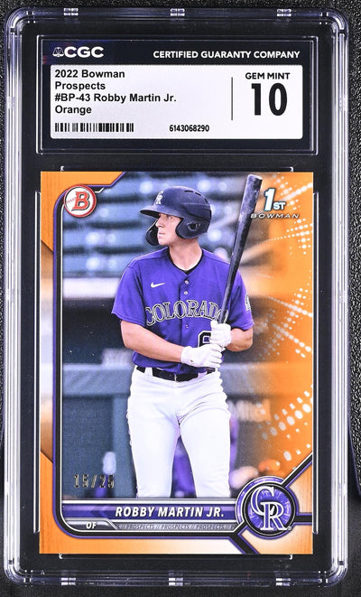 2022 Bowman Prospects Robby Martin Jr. #BP-43 Orange /25 CGC 10