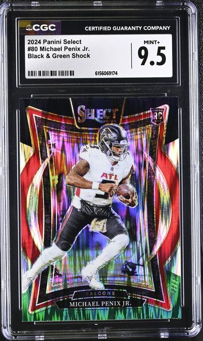 2024 Panini Select Michael Penix Jr. #80 Black & Green Shock Concourse CGC 9.5