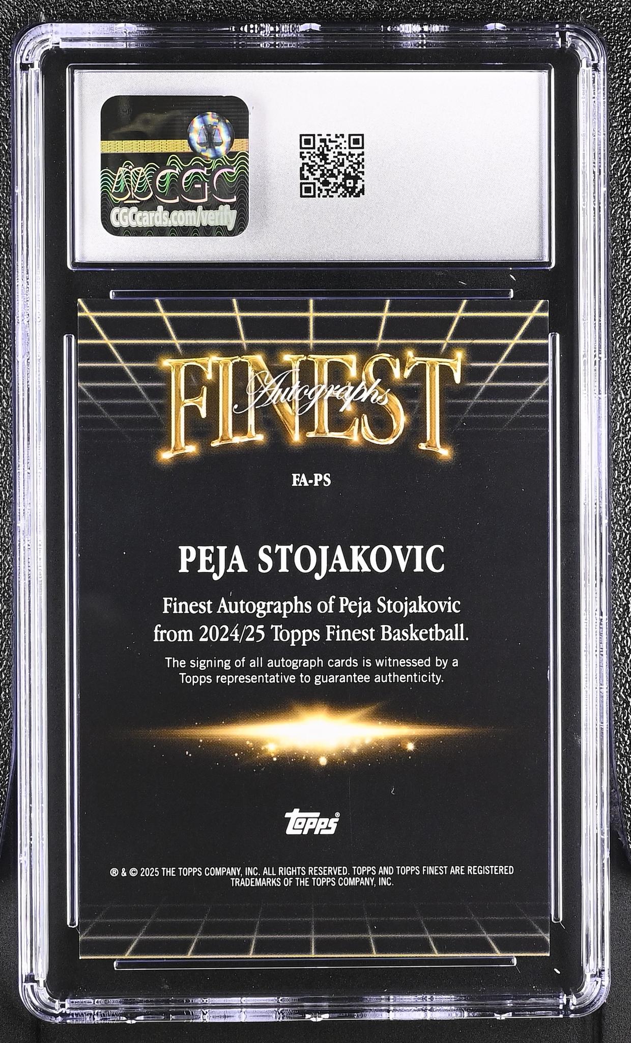 2024 Finest #FA-PS Peja Stojakovic Finest Autographs /99 Auto CGC 10