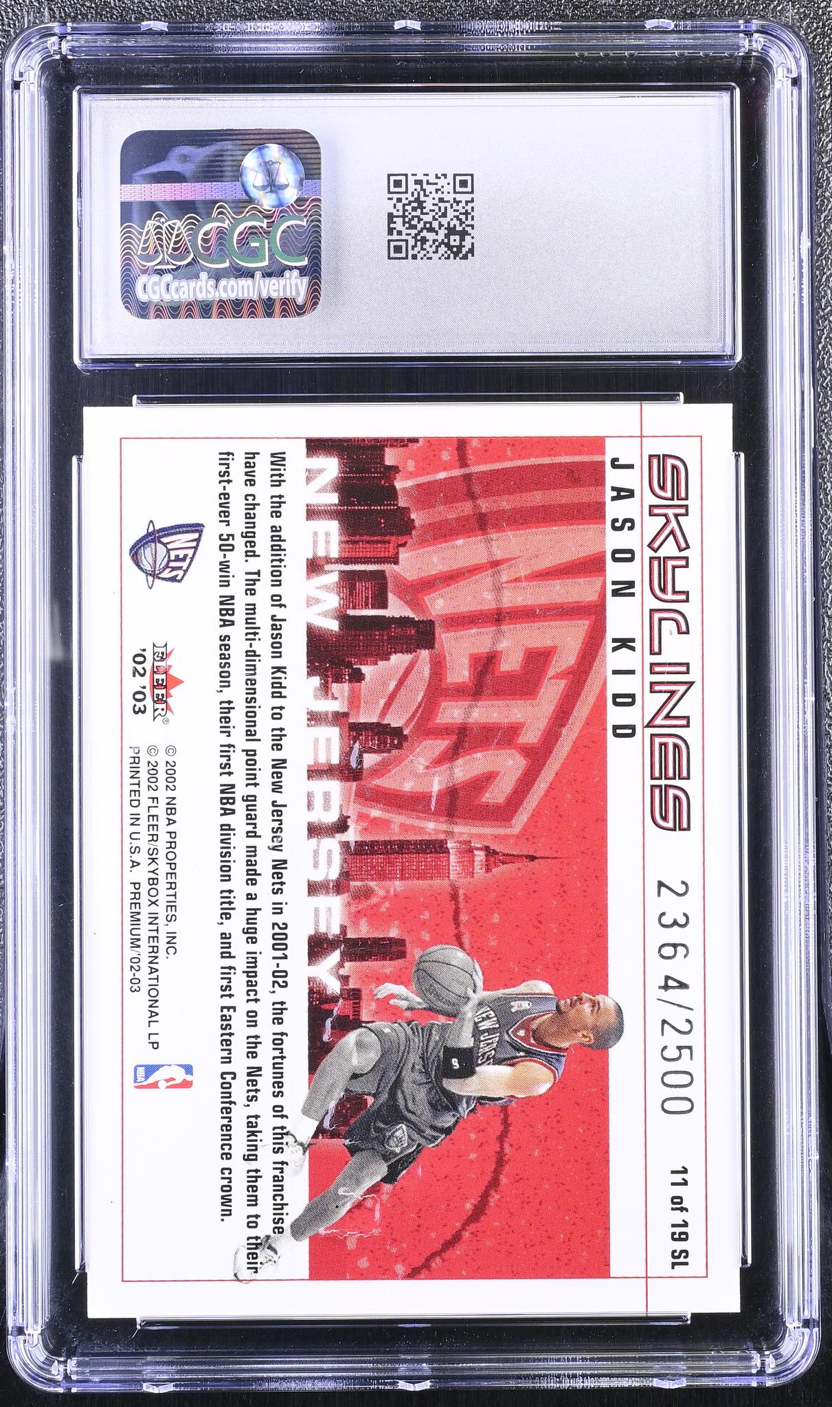 2002 Fleer Premium #11SL Jason Kidd Skylines /2500 CGC 10