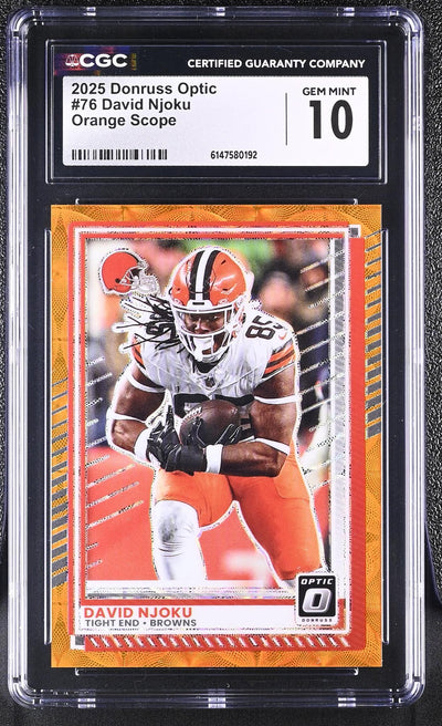2025 Donruss Optic David Njoku #76 Orange Scope /79 CGC 10