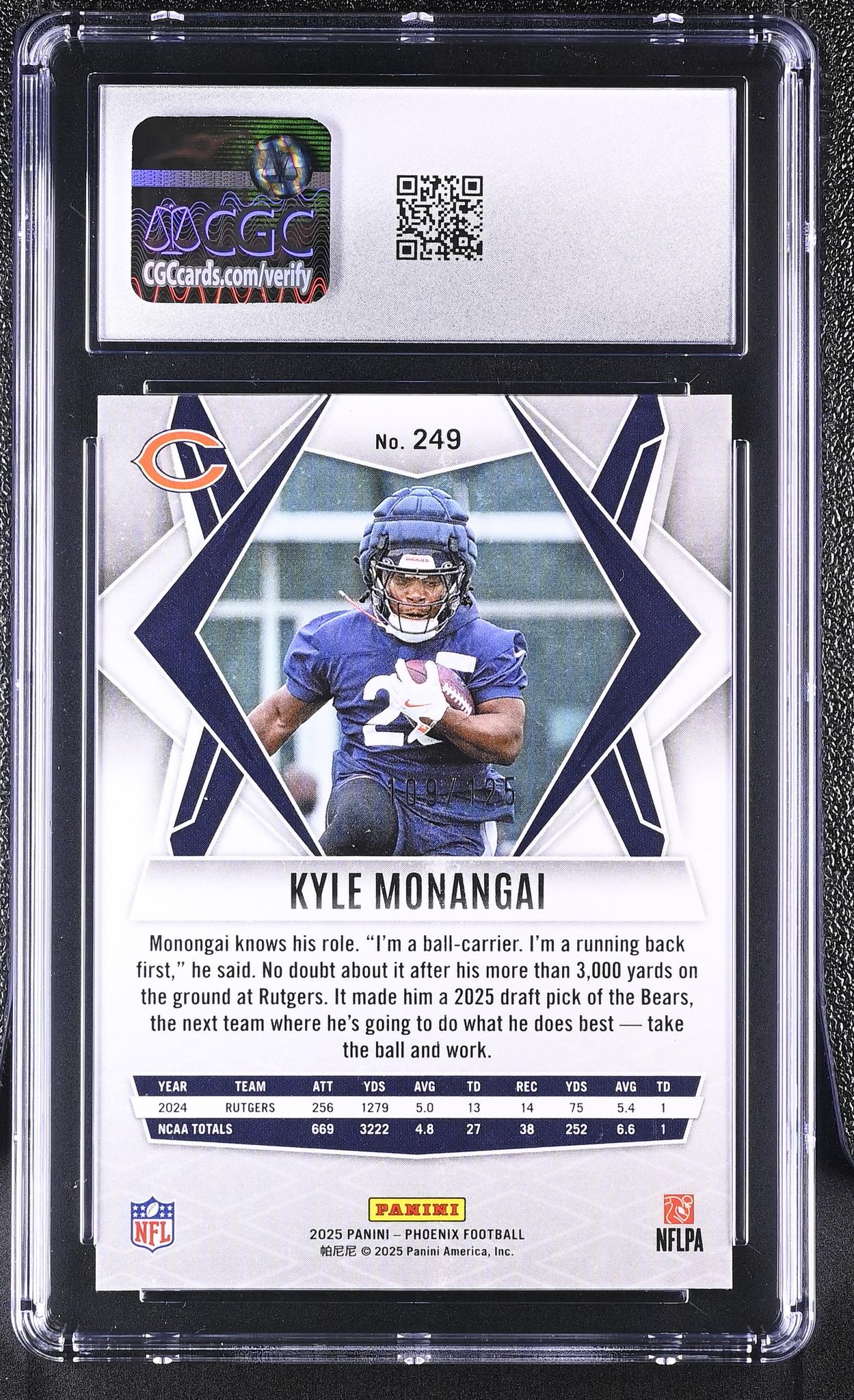 2025 Phoenix #249 Kyle Monangai Yellow Lava CGC 9