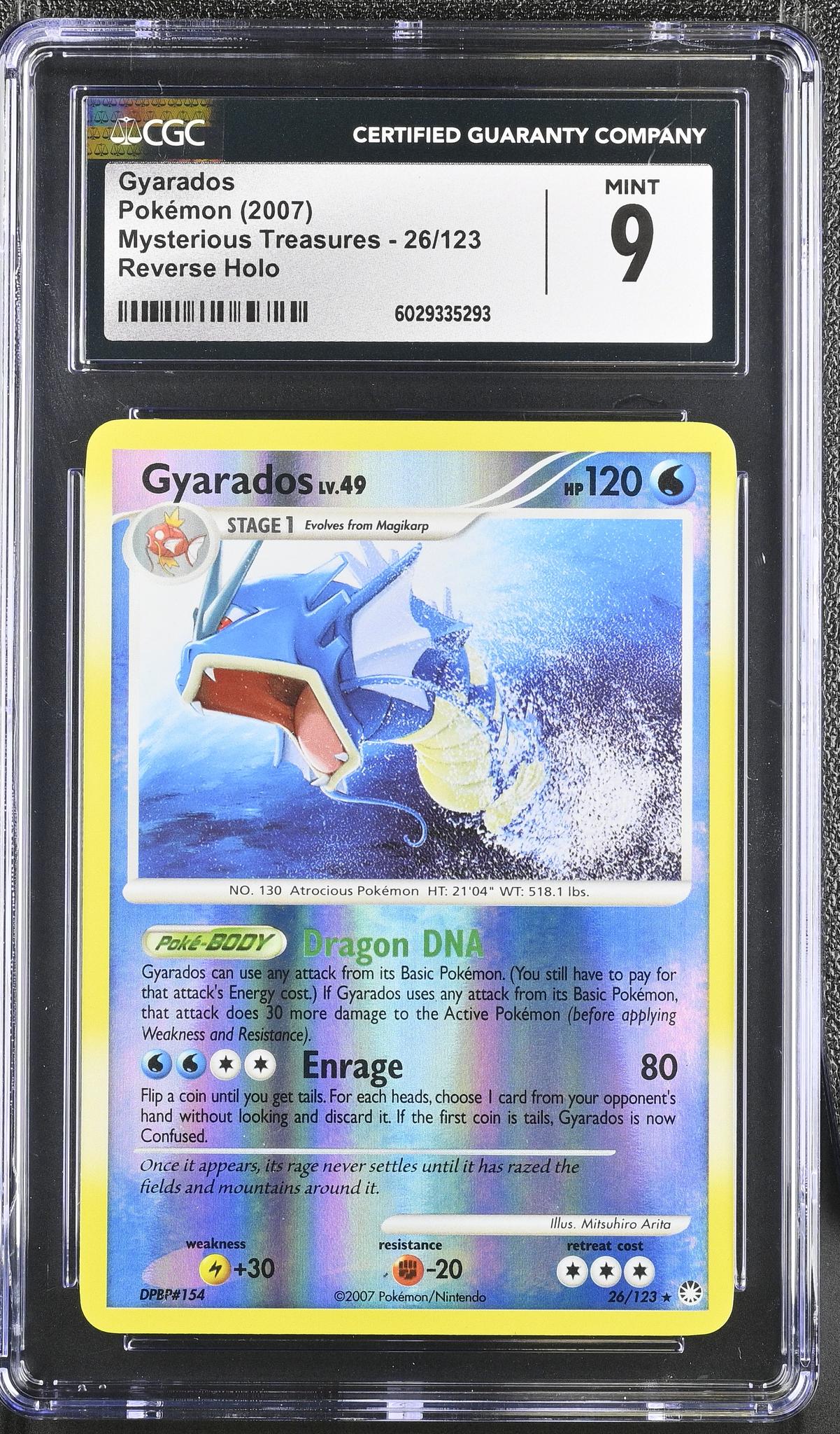2007 Mysterious Treasures #26/123 Gyarados Reverse Holo CGC 9