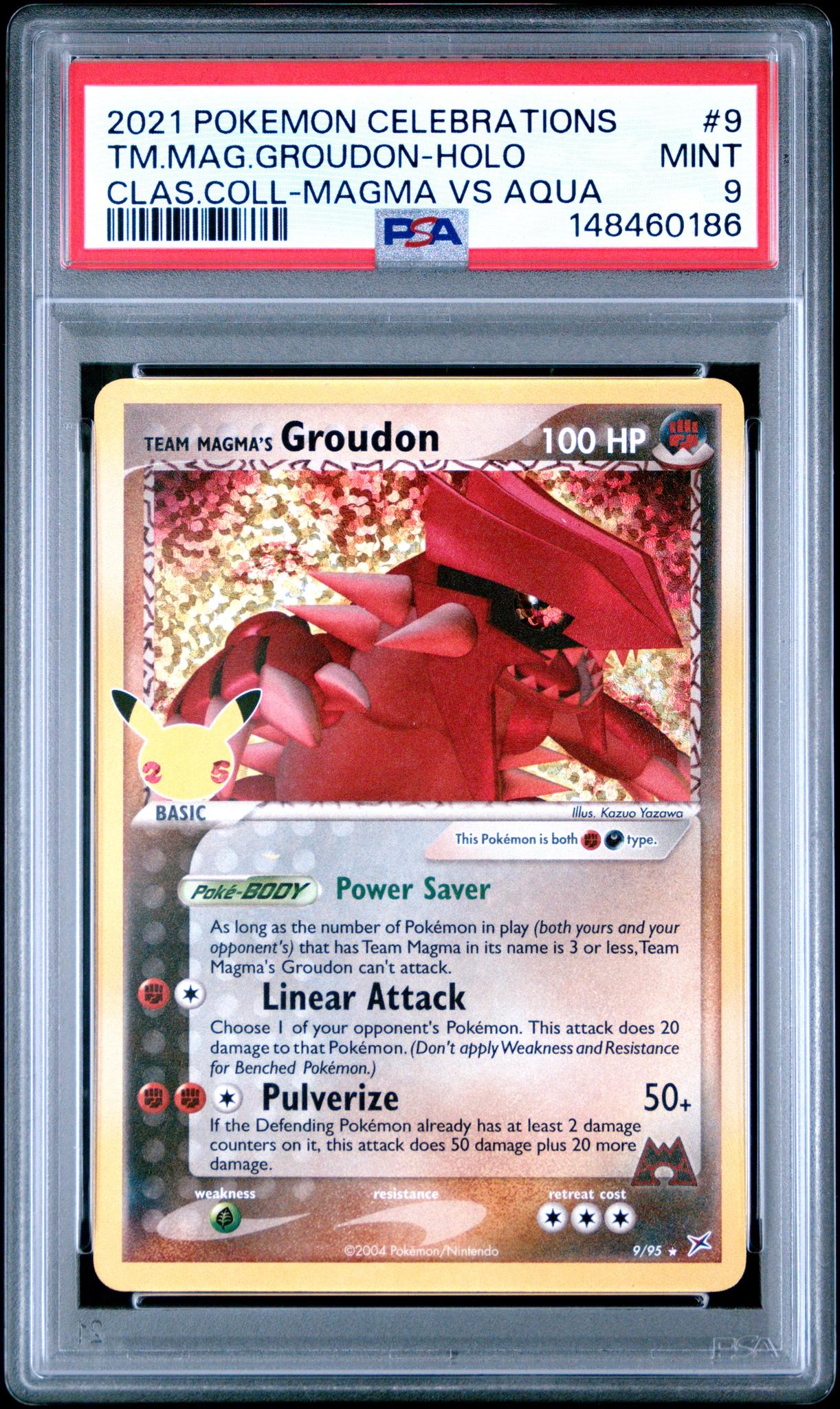 2021 Pokemon Celebrations Classic Collection Magma Vs Aqua Holo Team Magma's Groudon #9 PSA 9