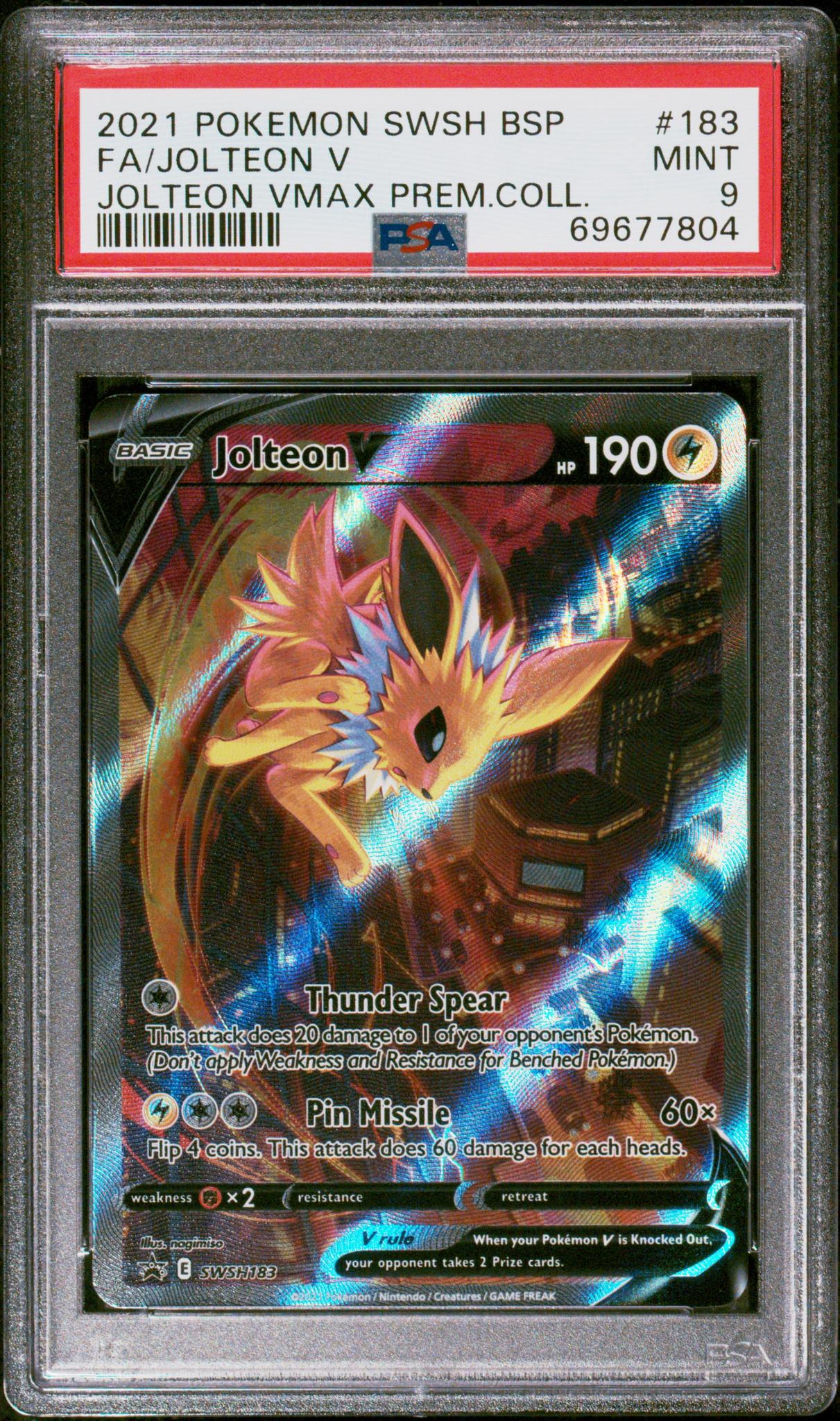 2021 Pokemon Sword and Shield Black Star Promo Vmax Premium Collection Jolteon V #183 PSA 9