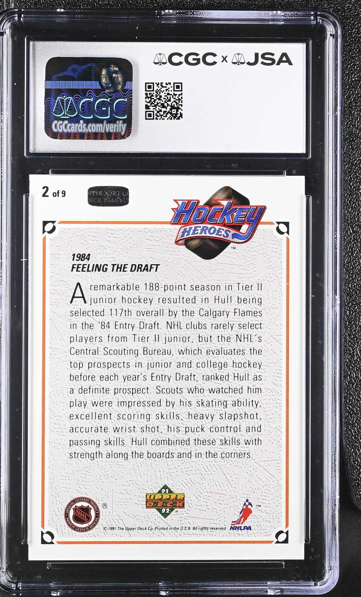 1991 Hockey Heroes #2 Brett Hull CGC x JSA 10