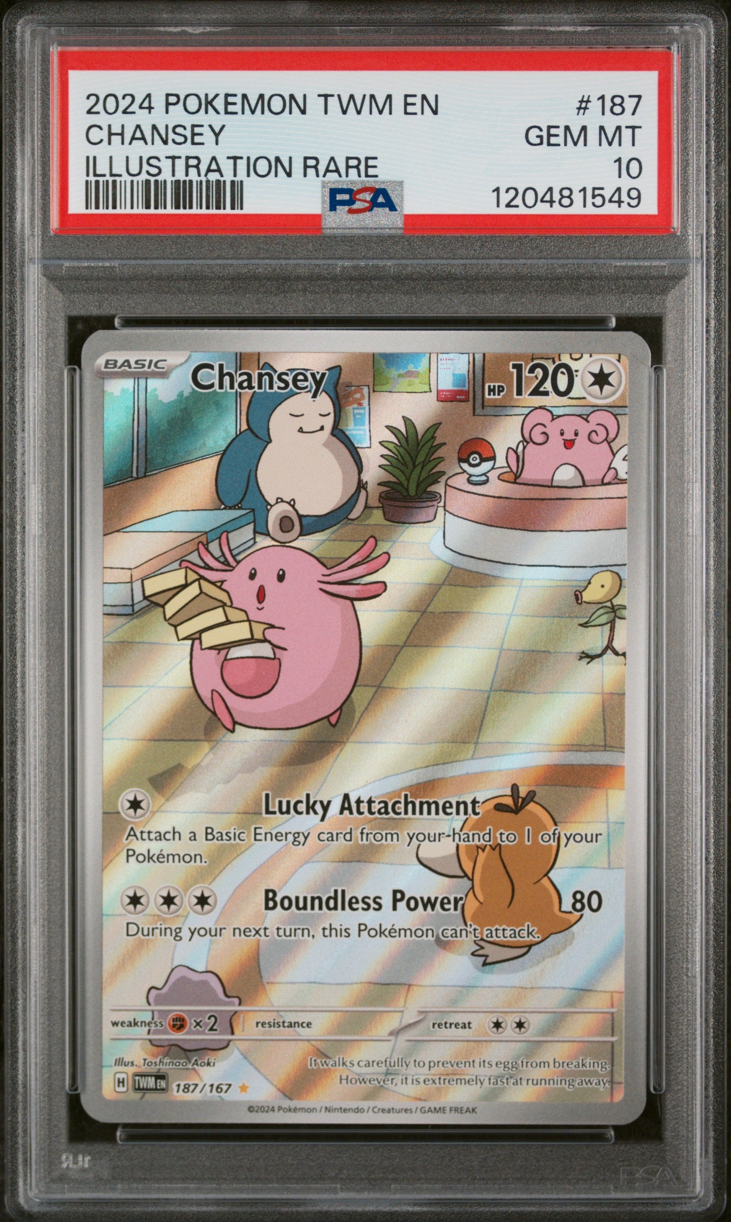 2024 Pokemon Scarlet and Violet Twilight Masquerade Illustration Rare Chansey #187 PSA 10