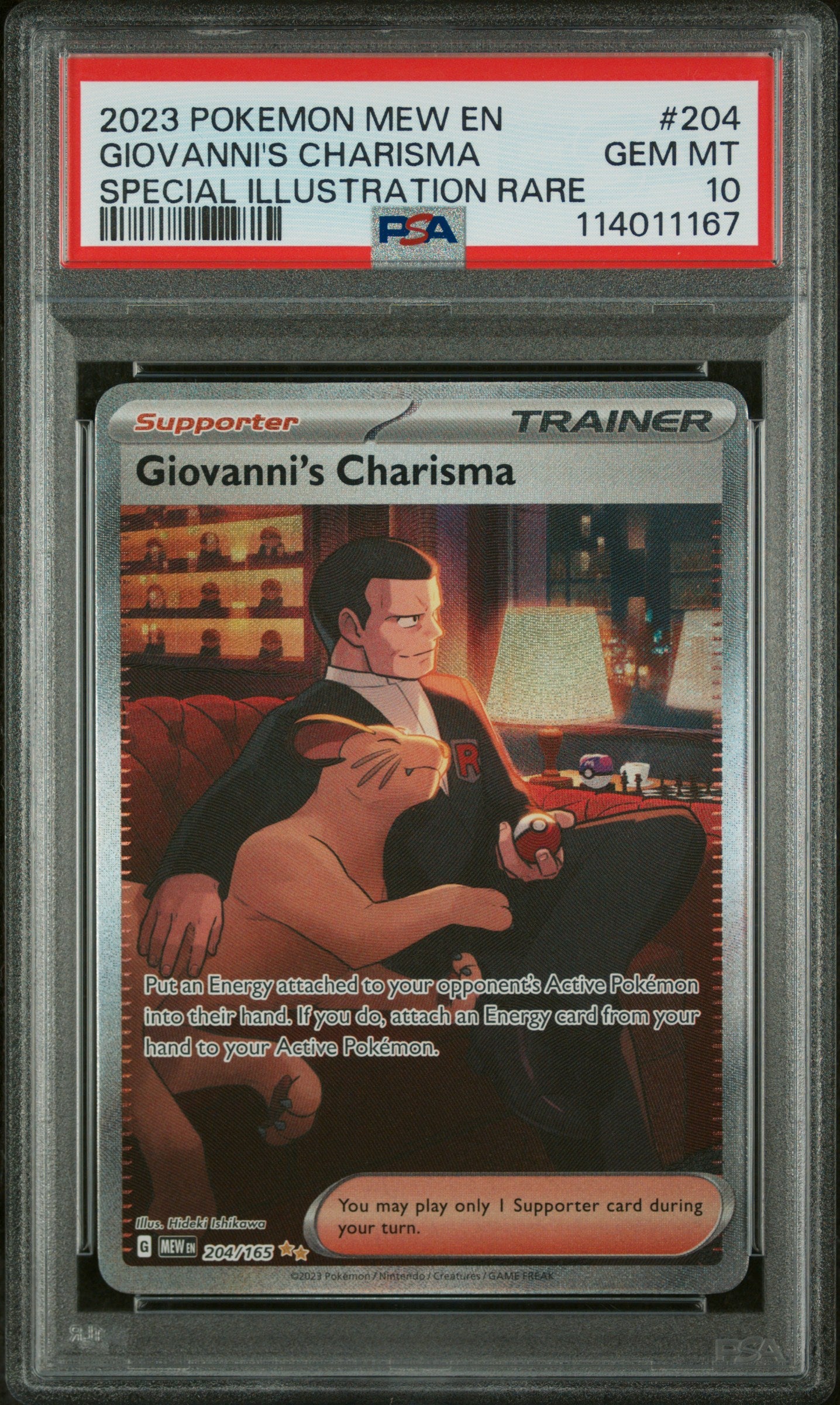 2023 Pokemon Scarlet and Violet 151 Special Illustration Rare Giovanni's Charisma #204 PSA 10