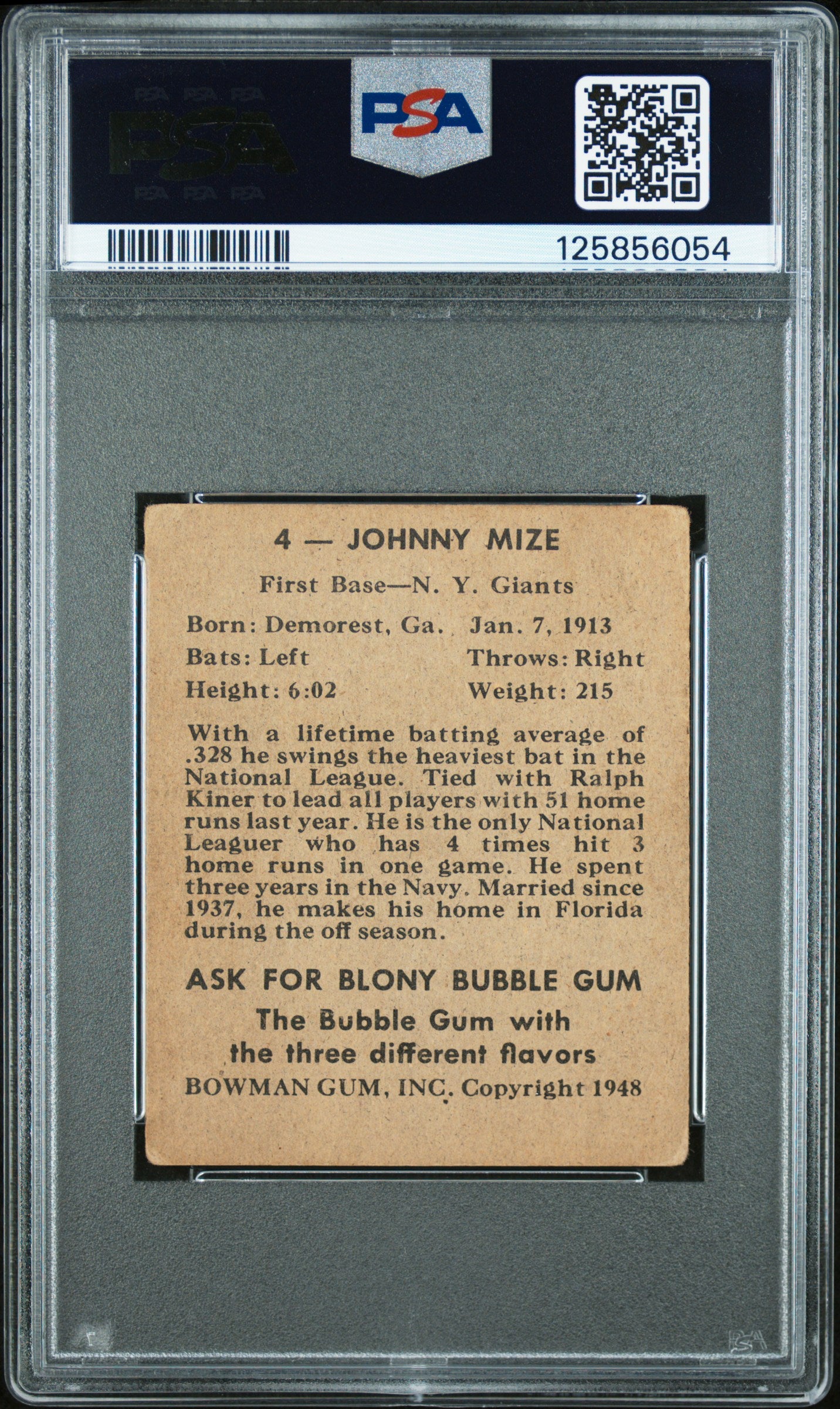 1948 Bowman Johnny Mize #4 PSA 2