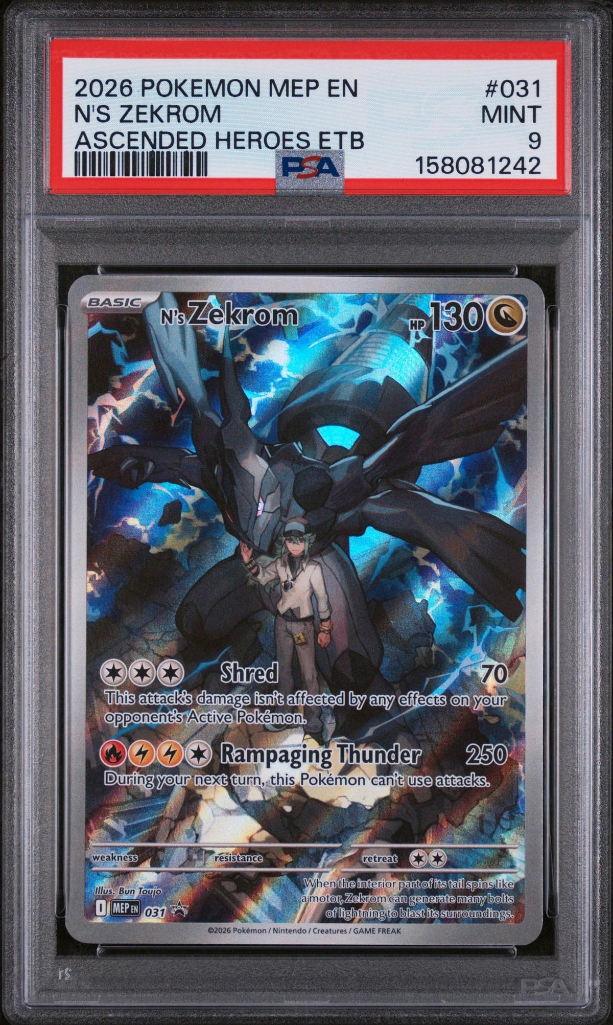 2026 Pokemon Black Star Promo Mega Evolution Ascended Heroes Elite Trainer Box N's Zekrom #031 PSA 9