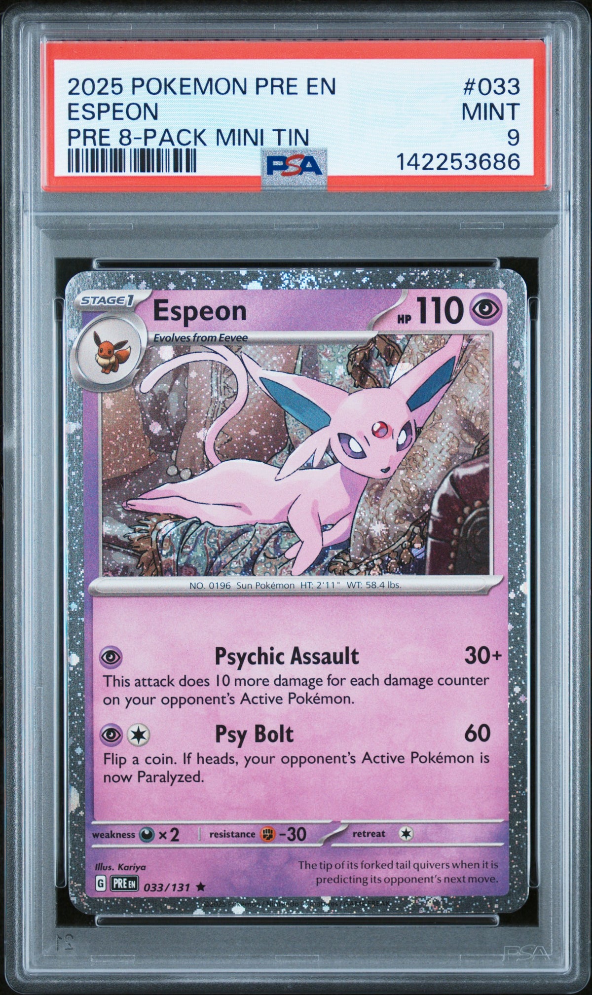 2025 TCG Scarlet & Violet Prismatic Evolutions Promos Espeon #033 PSA 9