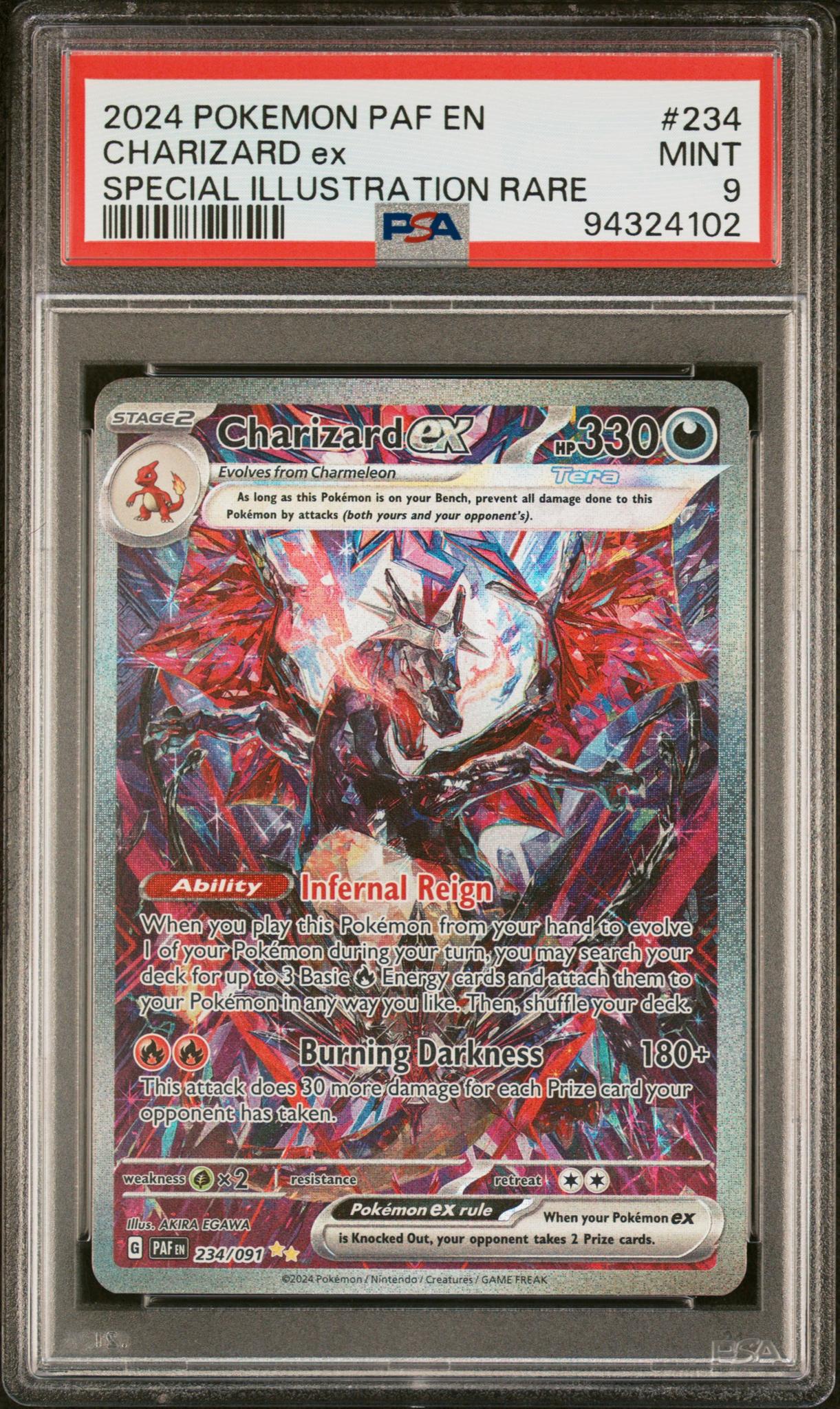 2024 Pokemon Scarlet and Violet Paldean Fates Special Illustration Rare Charizard Ex #234 PSA 9